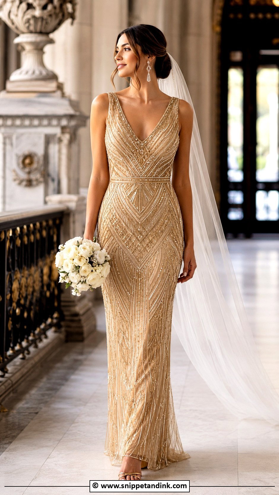 Gold Art Deco Wedding Dress - Snippet and Ink - 30 Gold Wedding Dress Ideas