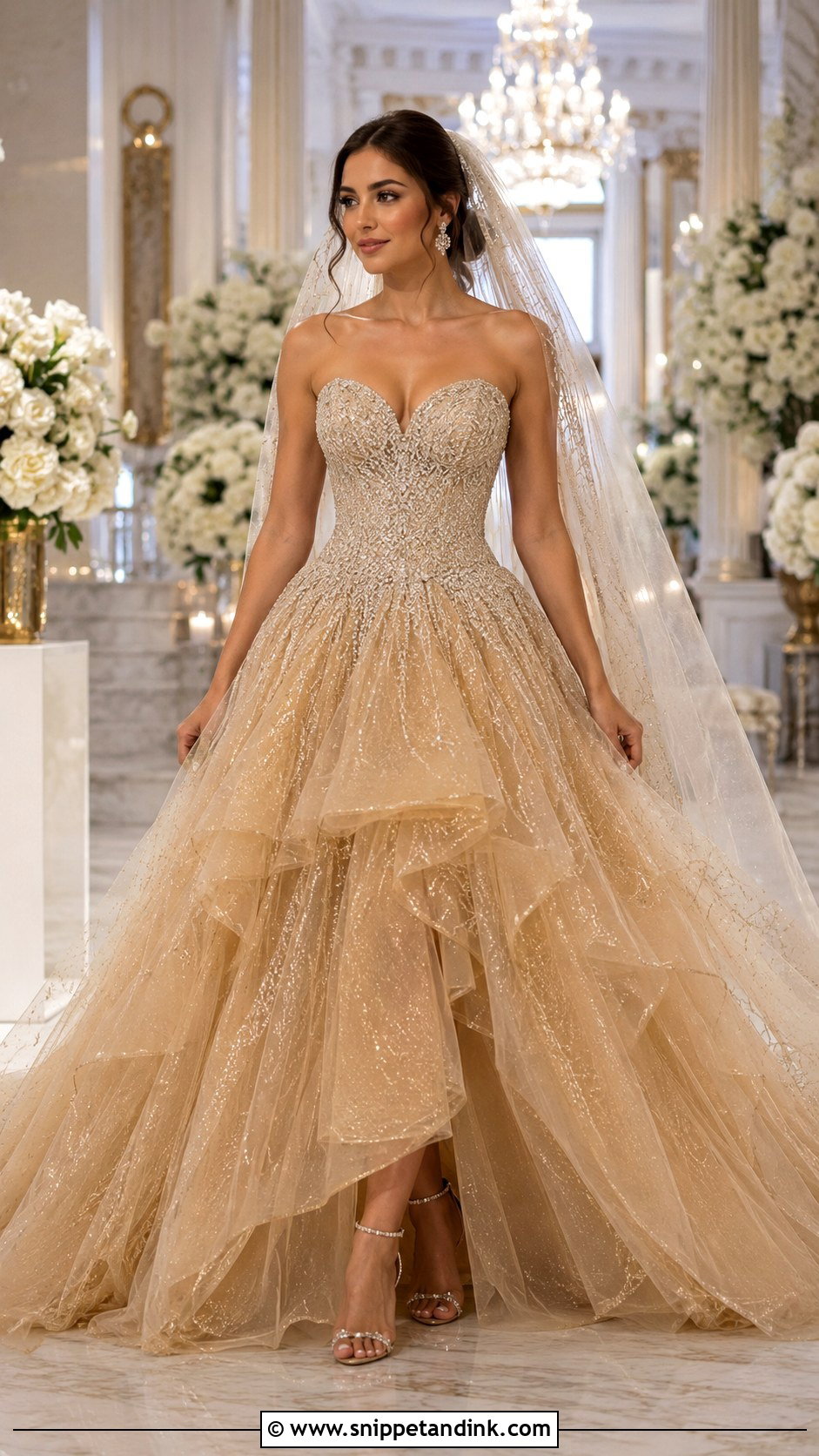 Gold Ball Gown Wedding Dress - Snippet and Ink - 25 Golden Wedding Dress Ideas