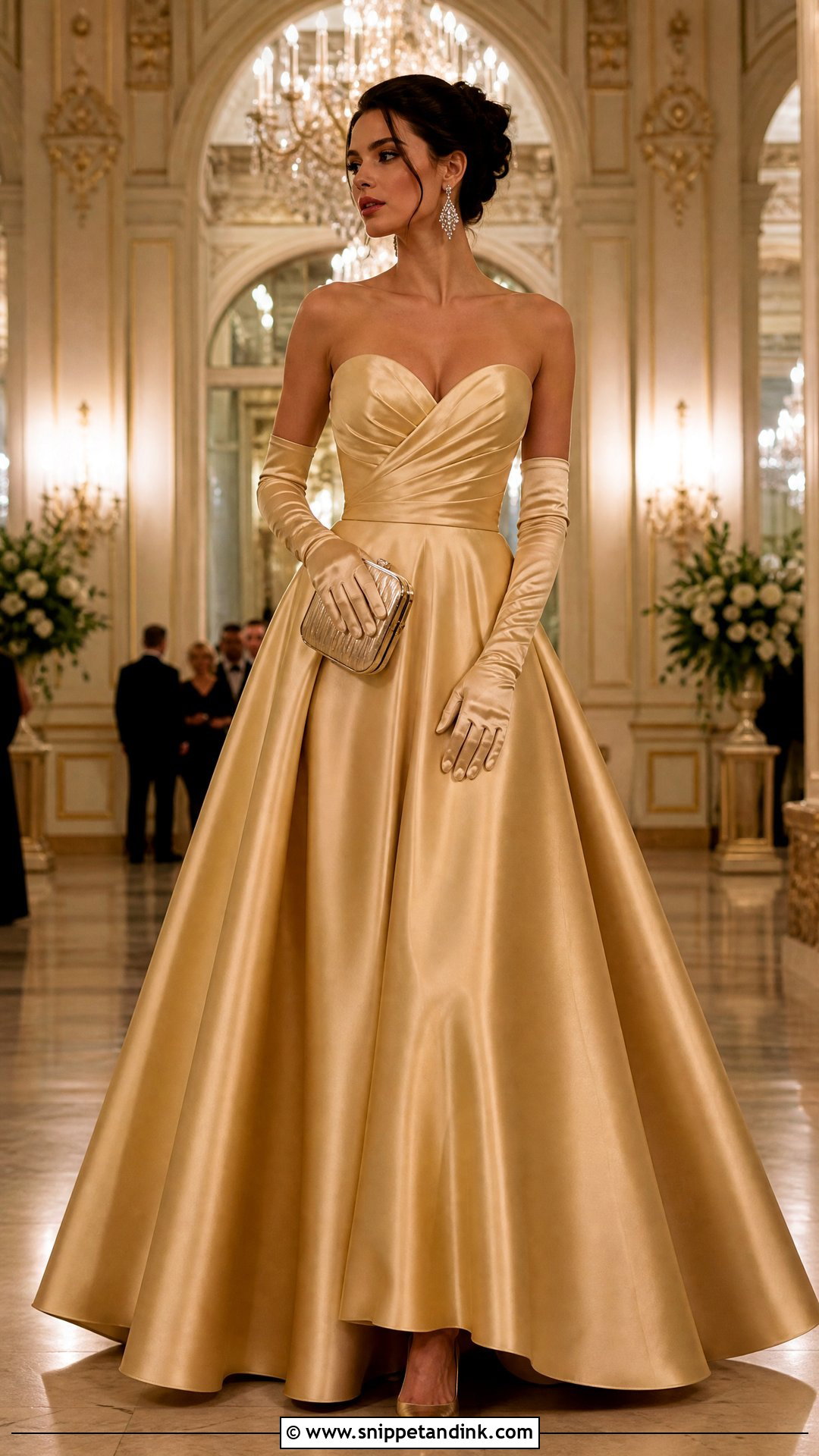 Gold Ball Gown With Gloves - Snippet and Ink - 25 Golden Ball Gown Ideas