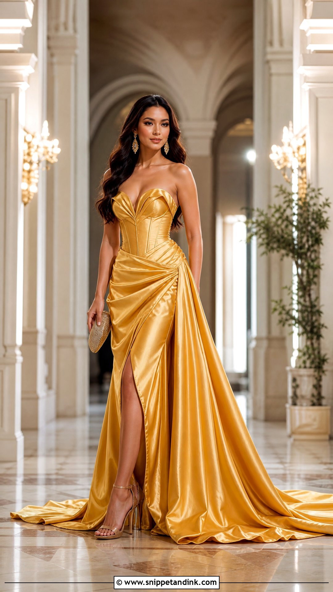 Gold Ball Gown With Train - Snippet and Ink - 25 Golden Ball Gown Ideas