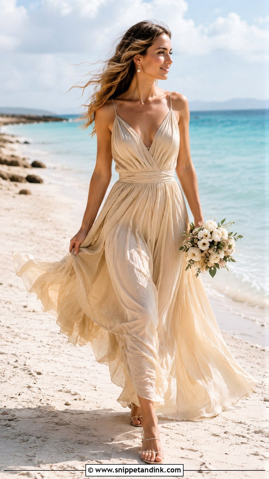 Gold Beach Wedding Dress - Snippet and Ink - 25 Golden Wedding Dress Ideas