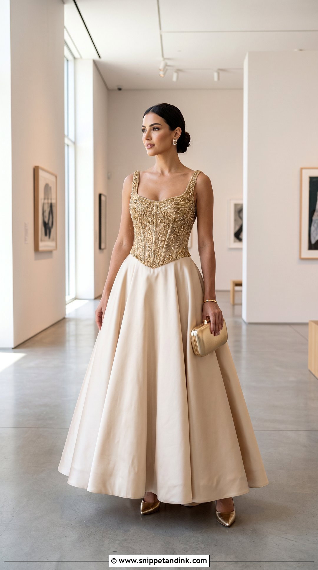 Gold Beaded Princess Corset Dress - Snippet and Ink - 20 Princess Dress Corset Ideas