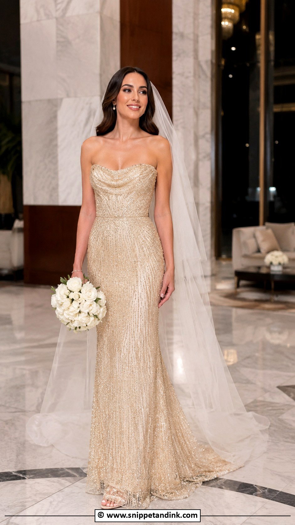 Gold Beaded Wedding Dress - Snippet and Ink - 30 Gold Wedding Dress Ideas
