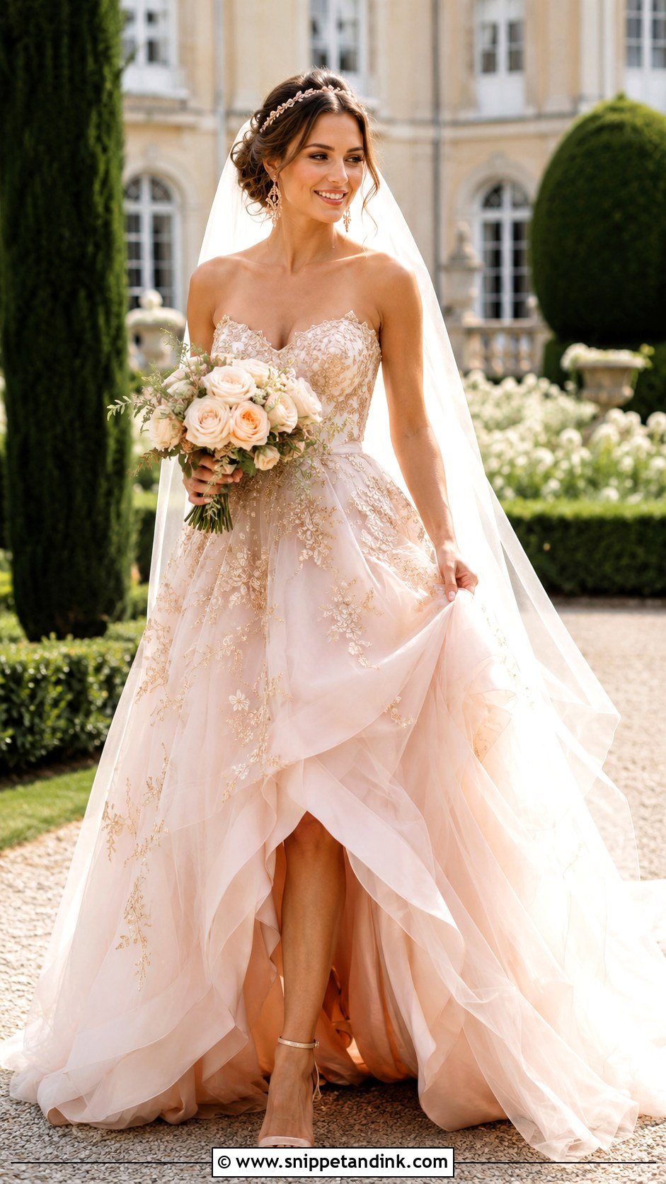 Gold Blush Wedding Dress - Snippet and Ink - 20 Wedding Dress with Gold Accents Ideas