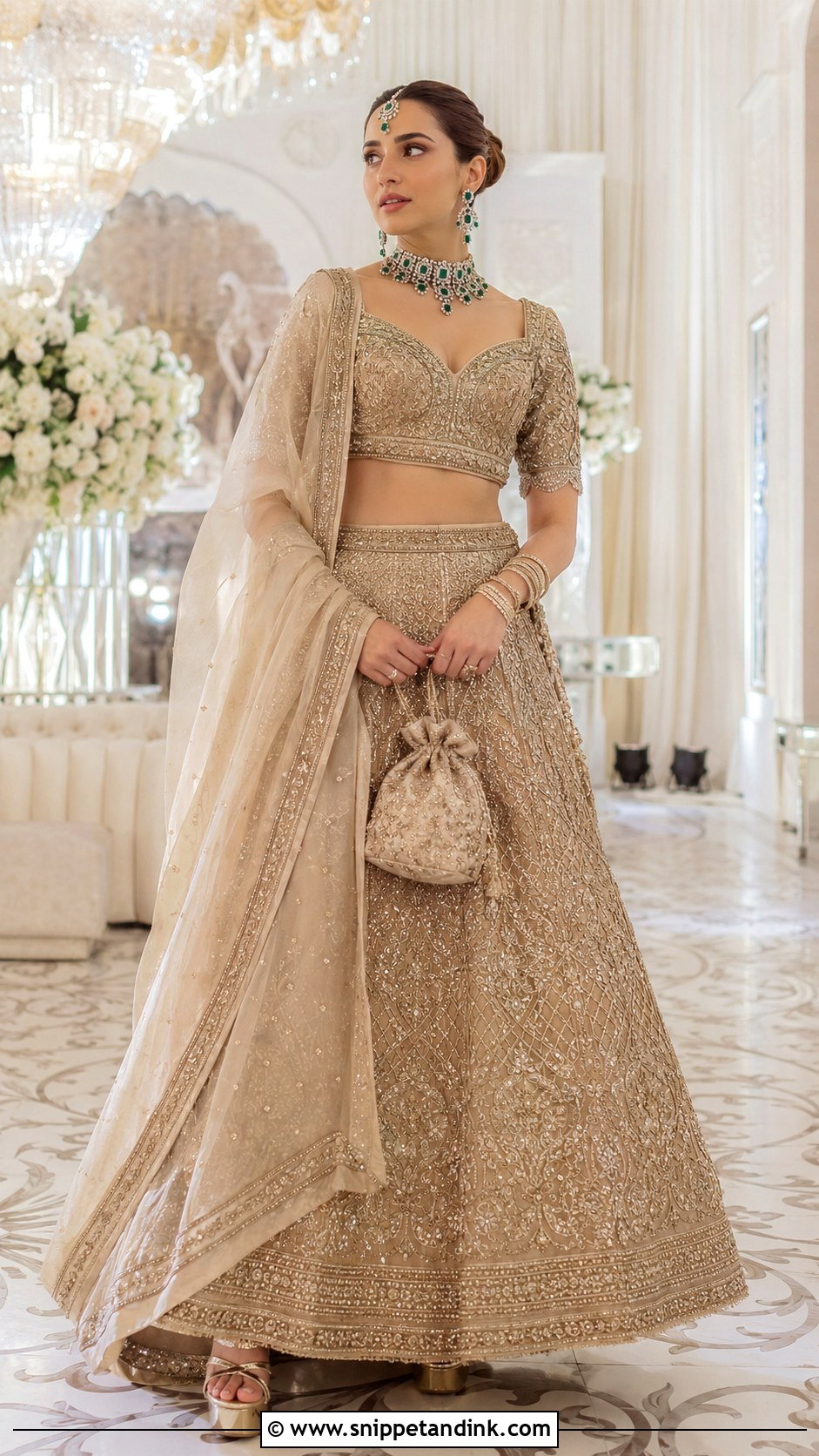 Gold Bollywood Bridal Lehenga - Snippet and Ink - 20 Bollywood Wedding Outfit Ideas