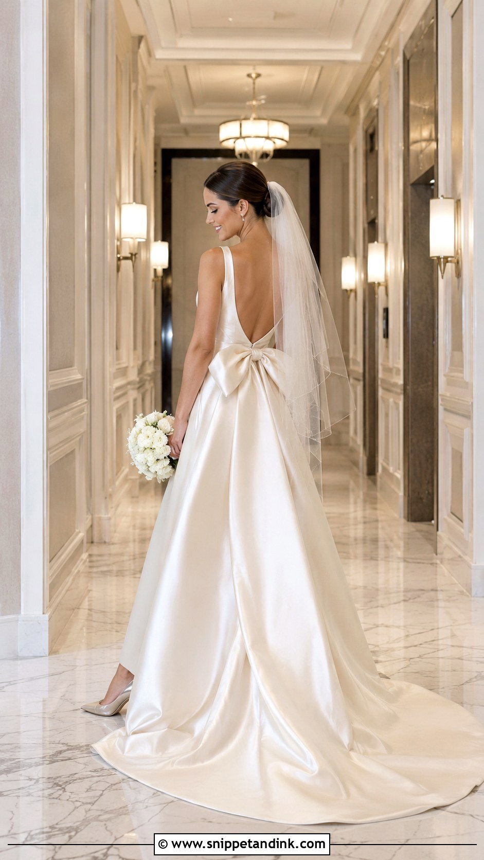 Gold Bow Back Wedding Dress - Snippet and Ink - 20 Long Classy Gold Wedding Dress Ideas