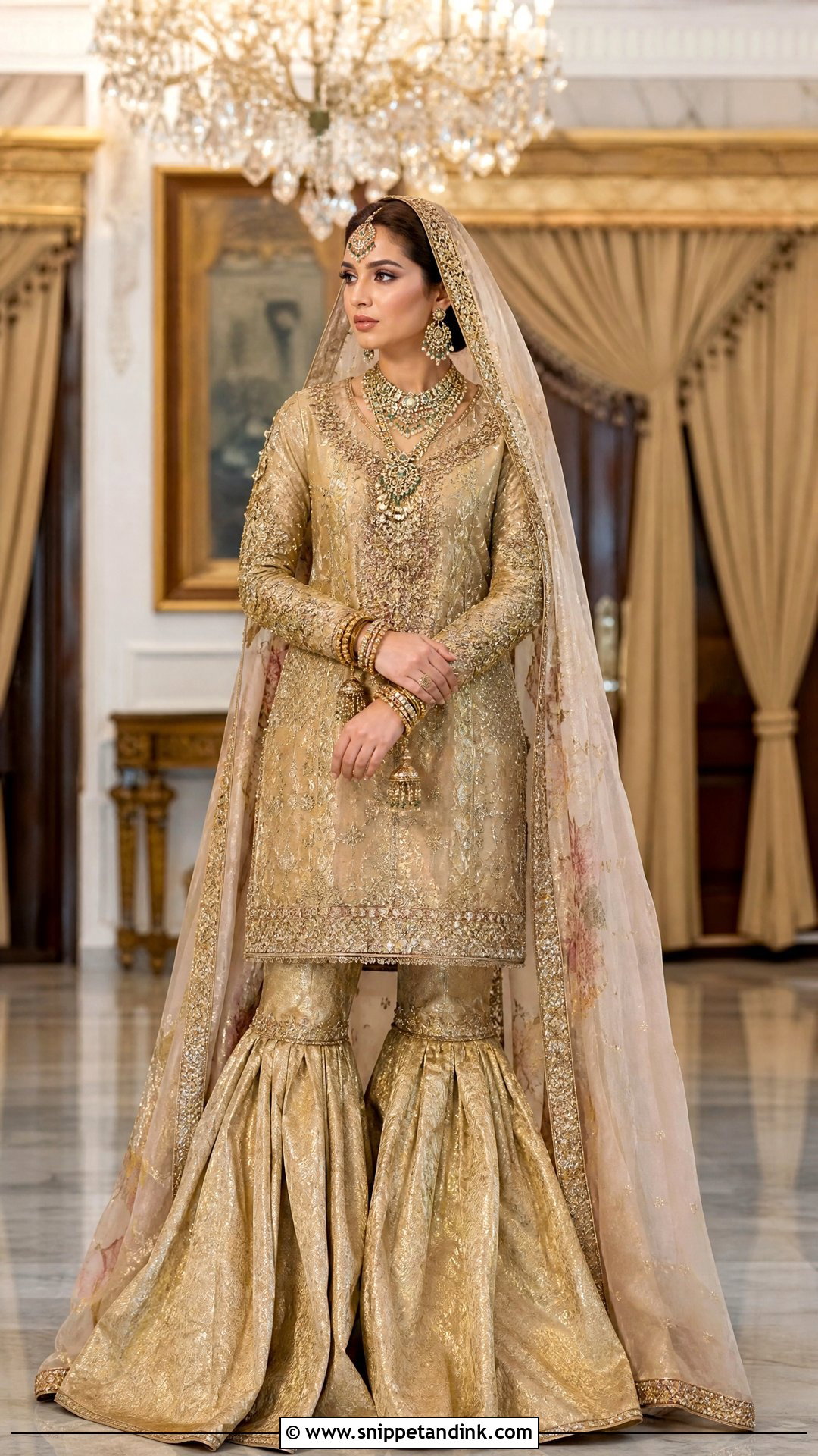 Gold Bridal Farshi Gharara - Snippet and Ink - 25 Latest Bridal Dresses Pakistan