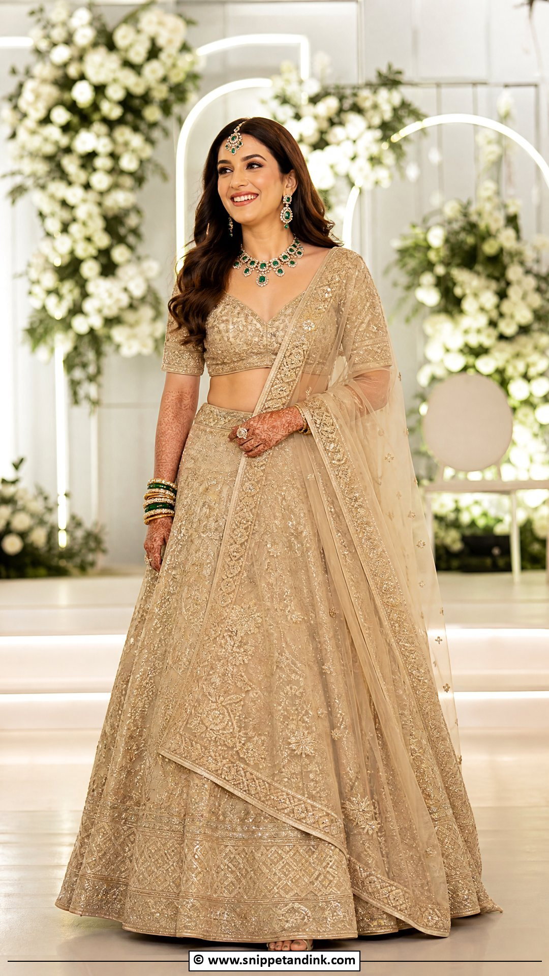 Gold Bridal Lehenga Indian Bride Outfit - Snippet and Ink - 35 Indian Bride Ideas