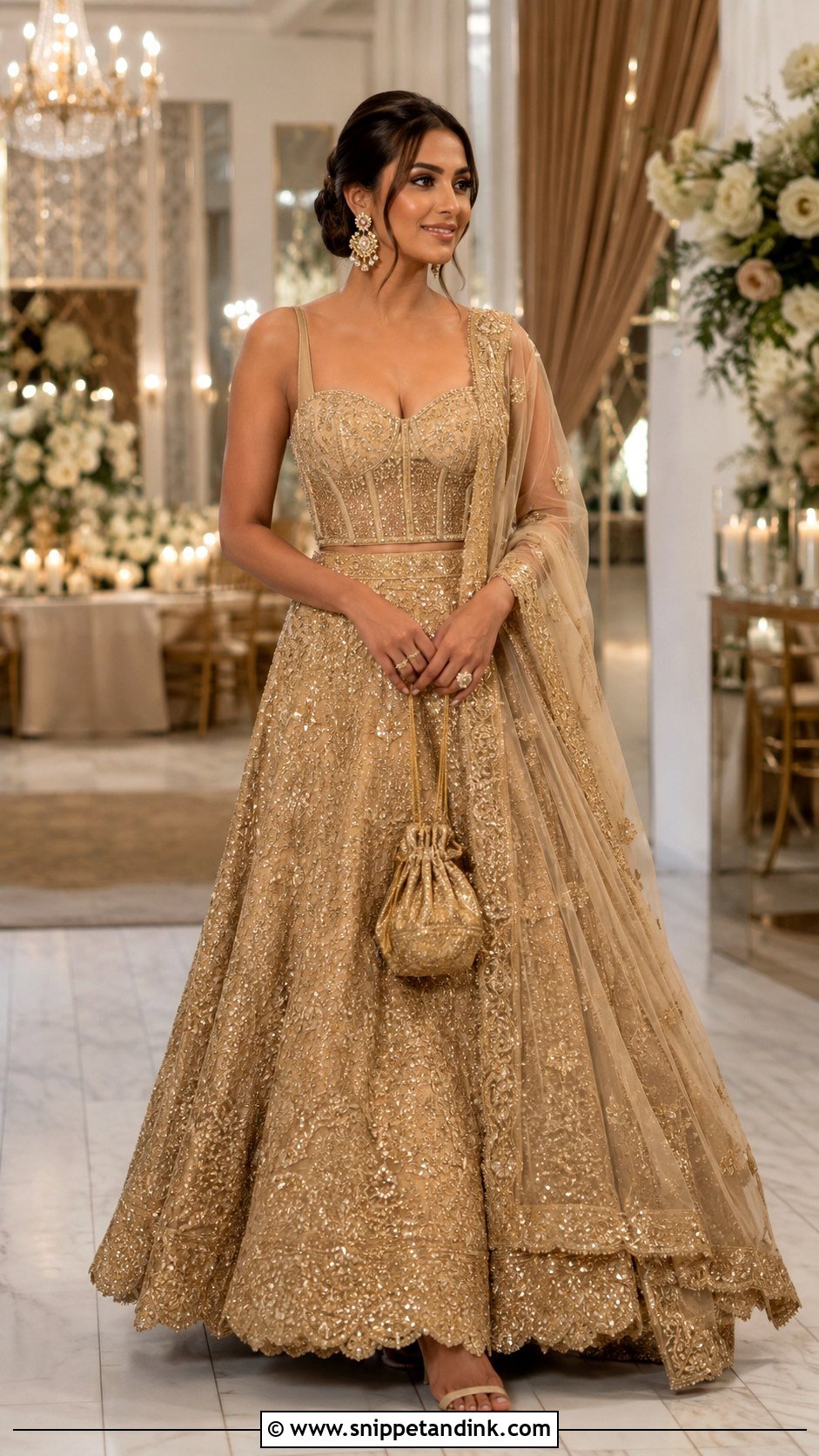 Gold Bridal Lehenga With Corset Blouse - Snippet and Ink - 20 Latest Indian Bridal Dresses