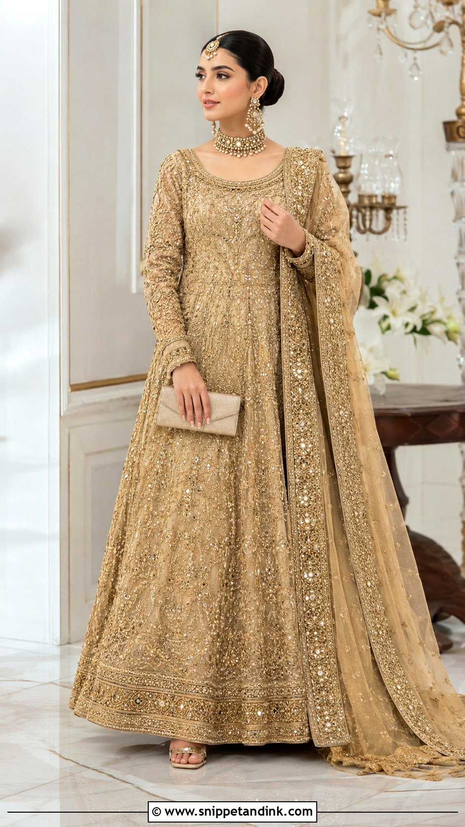 Gold Bridal Pishwas Dress - Snippet and Ink - 30 Pakistani Wedding Dress Ideas