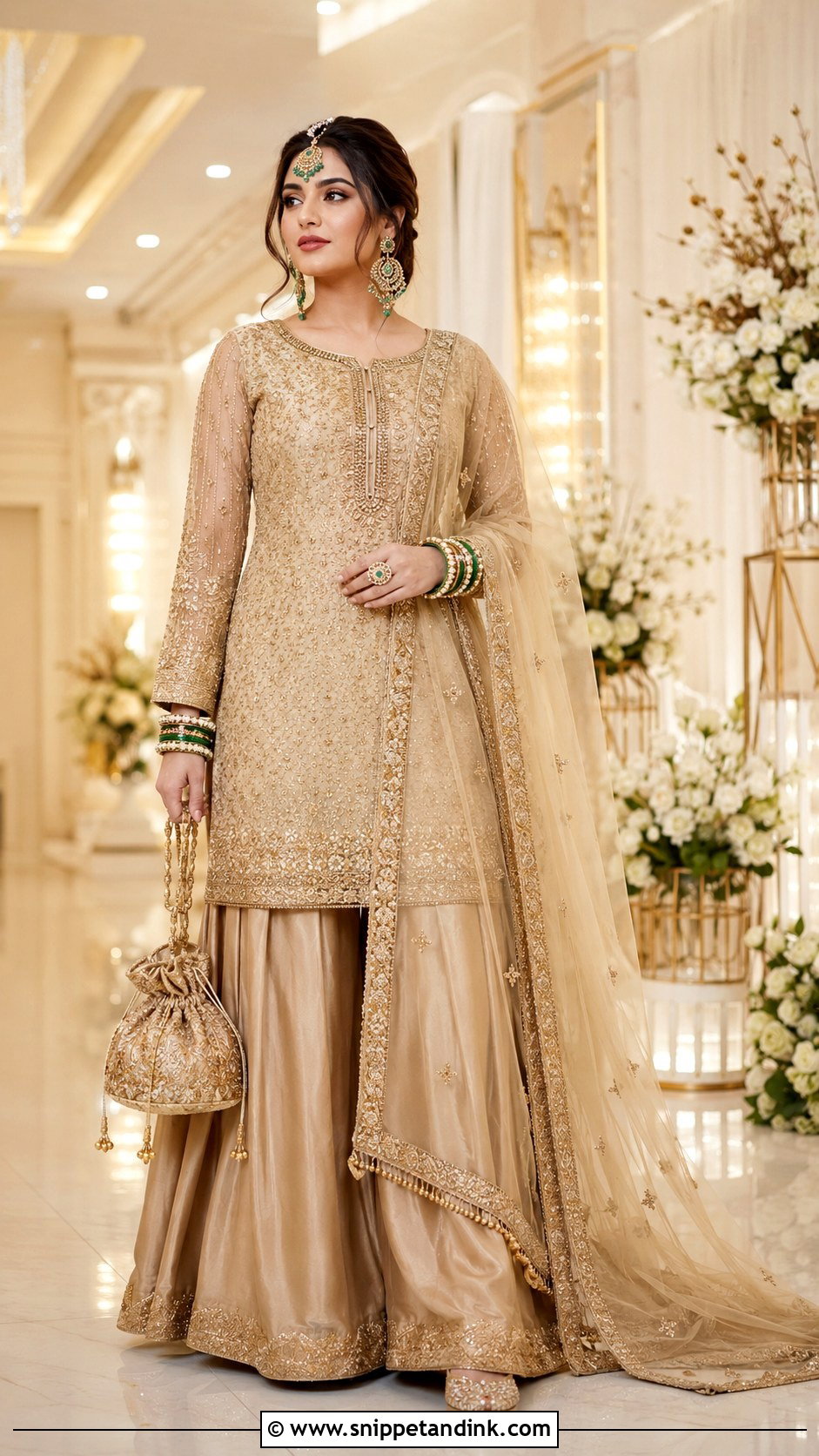 Gold Bridal Punjabi Palazzo Suit - Snippet and Ink - 20 Bridal Punjabi Suits Wedding Outfits