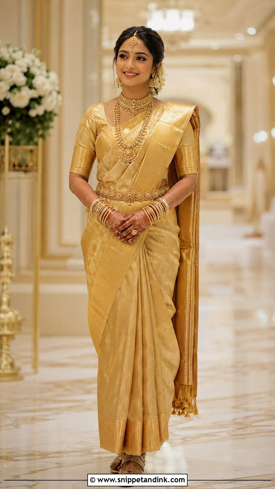 Gold Bridal Saree - Snippet and Ink - 30 Asian Wedding Dress Ideas