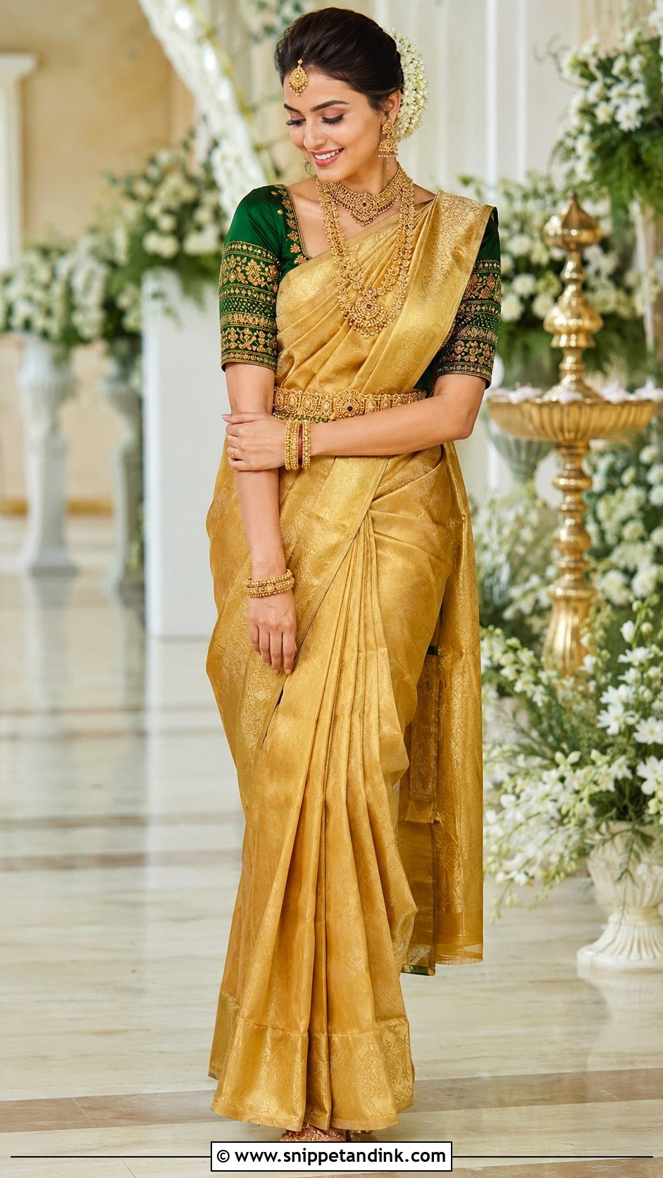Gold Bridal Saree - Snippet and Ink - 25 Bride Traditional Outfit Ideas