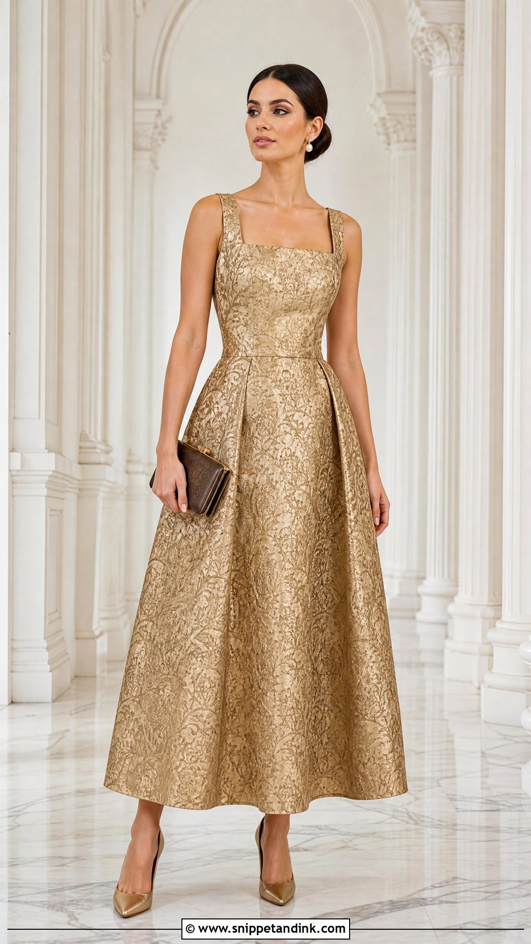Gold Brocade Formal Gown - Snippet and Ink - 20 Regal Dress Gowns