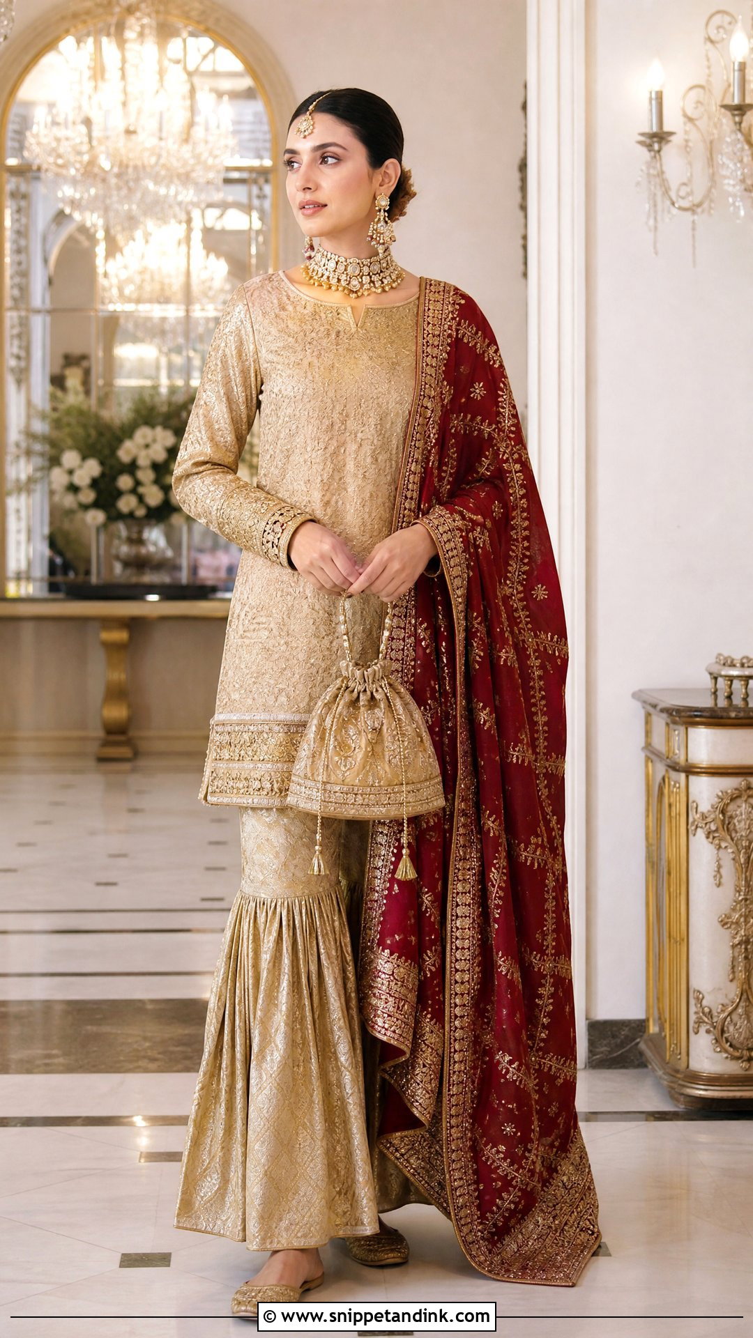 Gold Brocade Garara Suit - Snippet and Ink - 20 Garara Suits Designs for Wedding