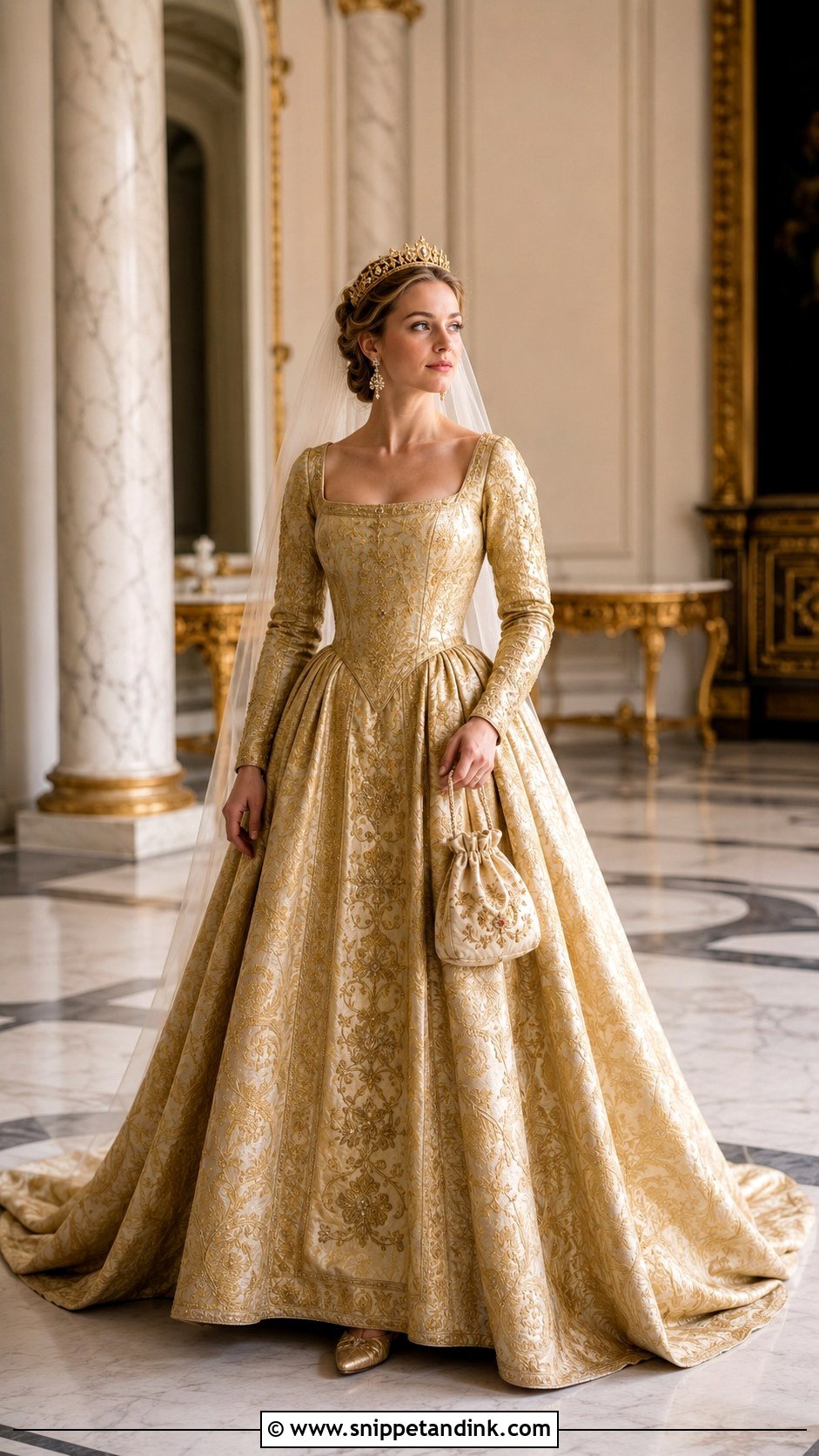 Gold Brocade Medieval Queen Wedding Dress - Snippet and Ink - 20 Medieval Queen Wedding Dress Ideas
