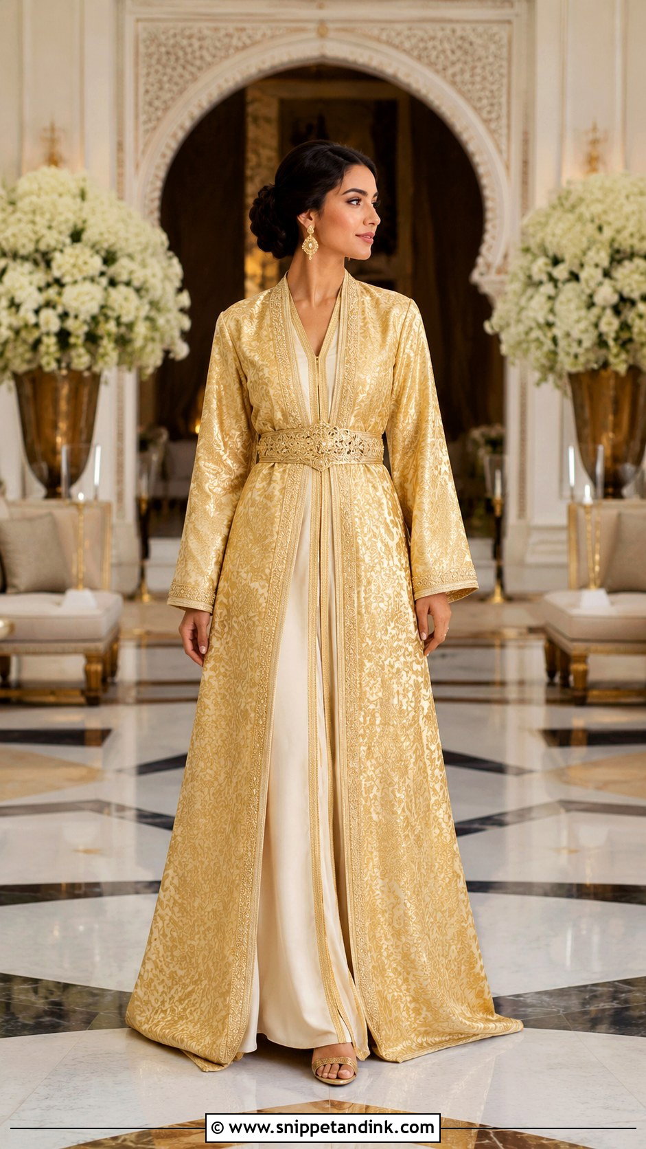 Gold Brocade Moroccan Wedding Takchita - Snippet and Ink - 20 Morocco Wedding Dress Ideas