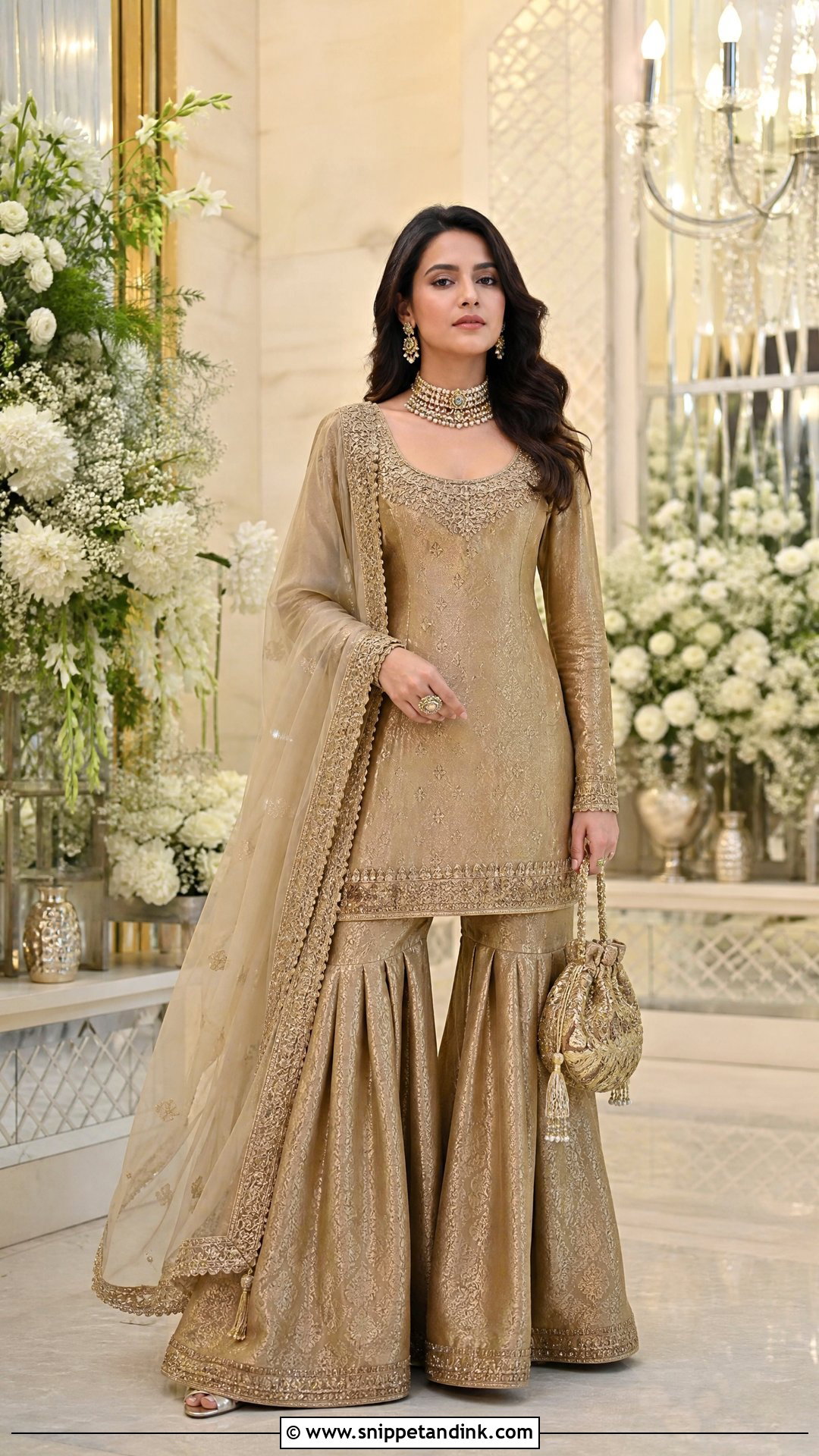 Gold Brocade Sharara Suit - Snippet and Ink - 25 Heavy Sharara Suits for Wedding