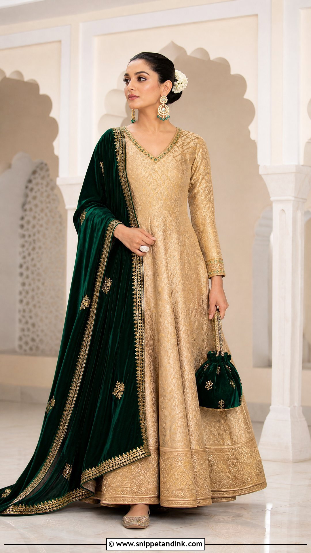Gold Brocade Traditional Gown - Snippet and Ink - 20 Traditional Gown Ideas