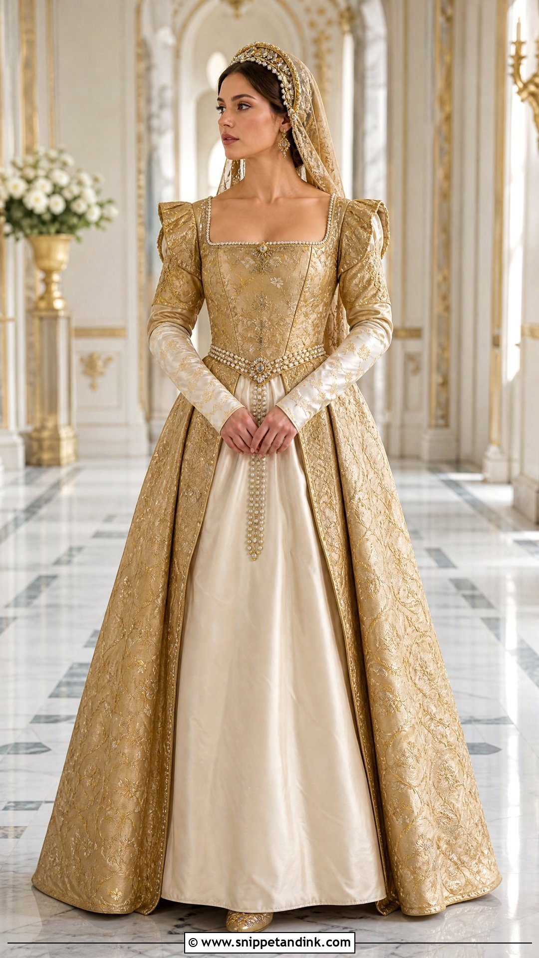 Gold Brocade Tudor Wedding Dress - Snippet and Ink - 20 Tudor Wedding Dress Ideas