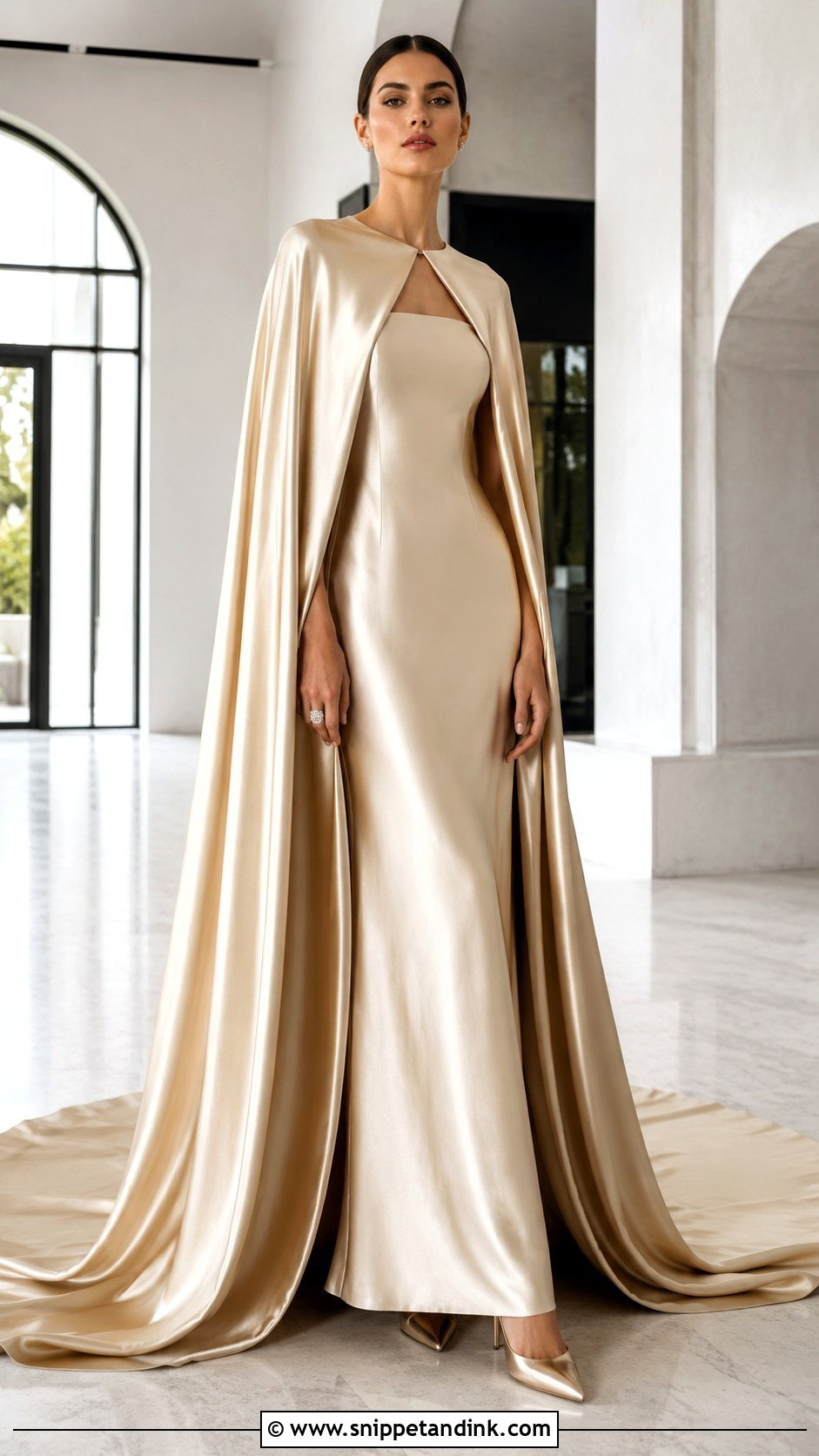 Gold Cape Wedding Dress - Snippet and Ink - 20 Gold Wedding Dresses