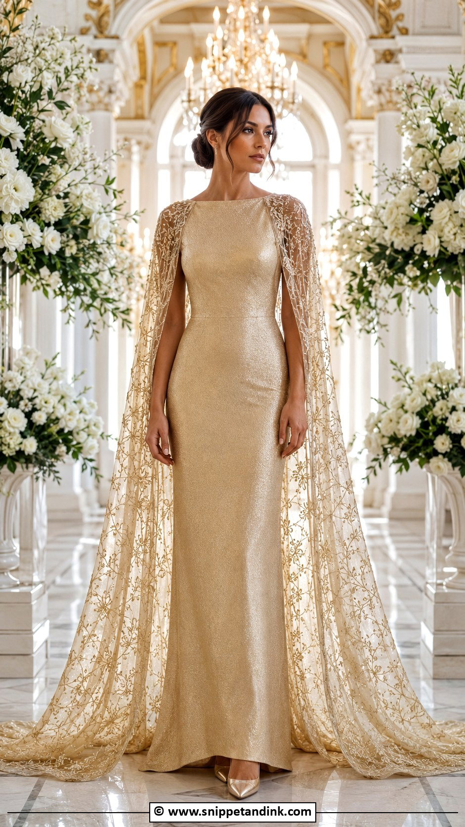 Gold Cape Wedding Dress - Snippet and Ink - 30 Gold Wedding Dress Ideas
