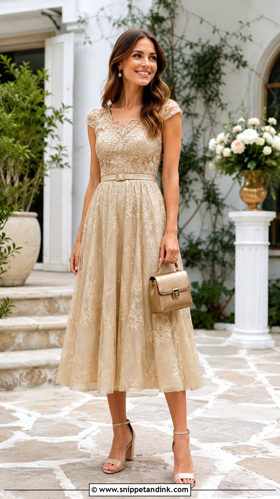 Gold Champagne A Line Dress - Snippet and Ink - 20 Gold Champagne Dress Ideas