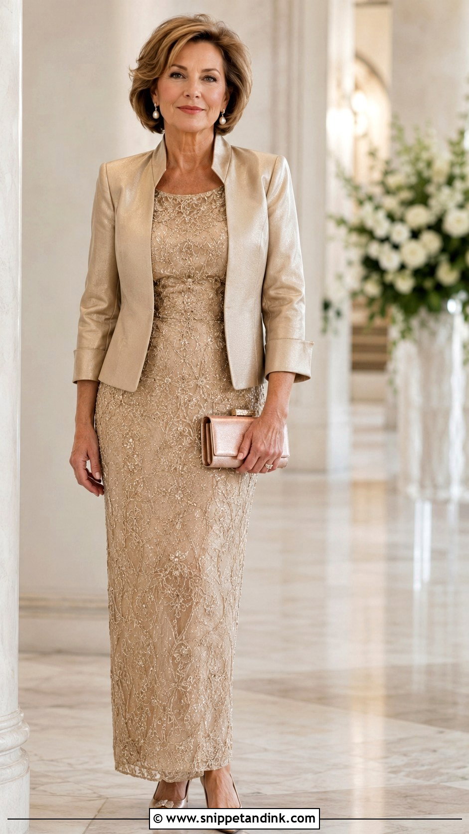 Gold Champagne Mother Of The Bride Dress - Snippet and Ink - 20 Gold Champagne Dress Ideas