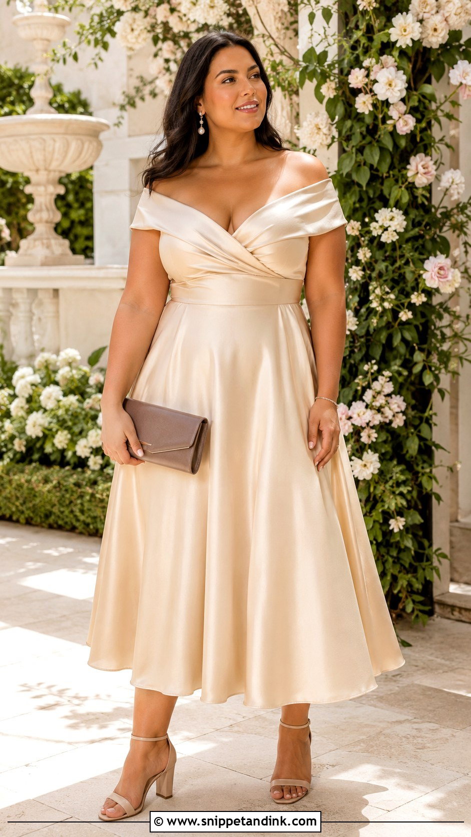 Gold Champagne Off Shoulder Dress - Snippet and Ink - 20 Gold Champagne Dress Ideas