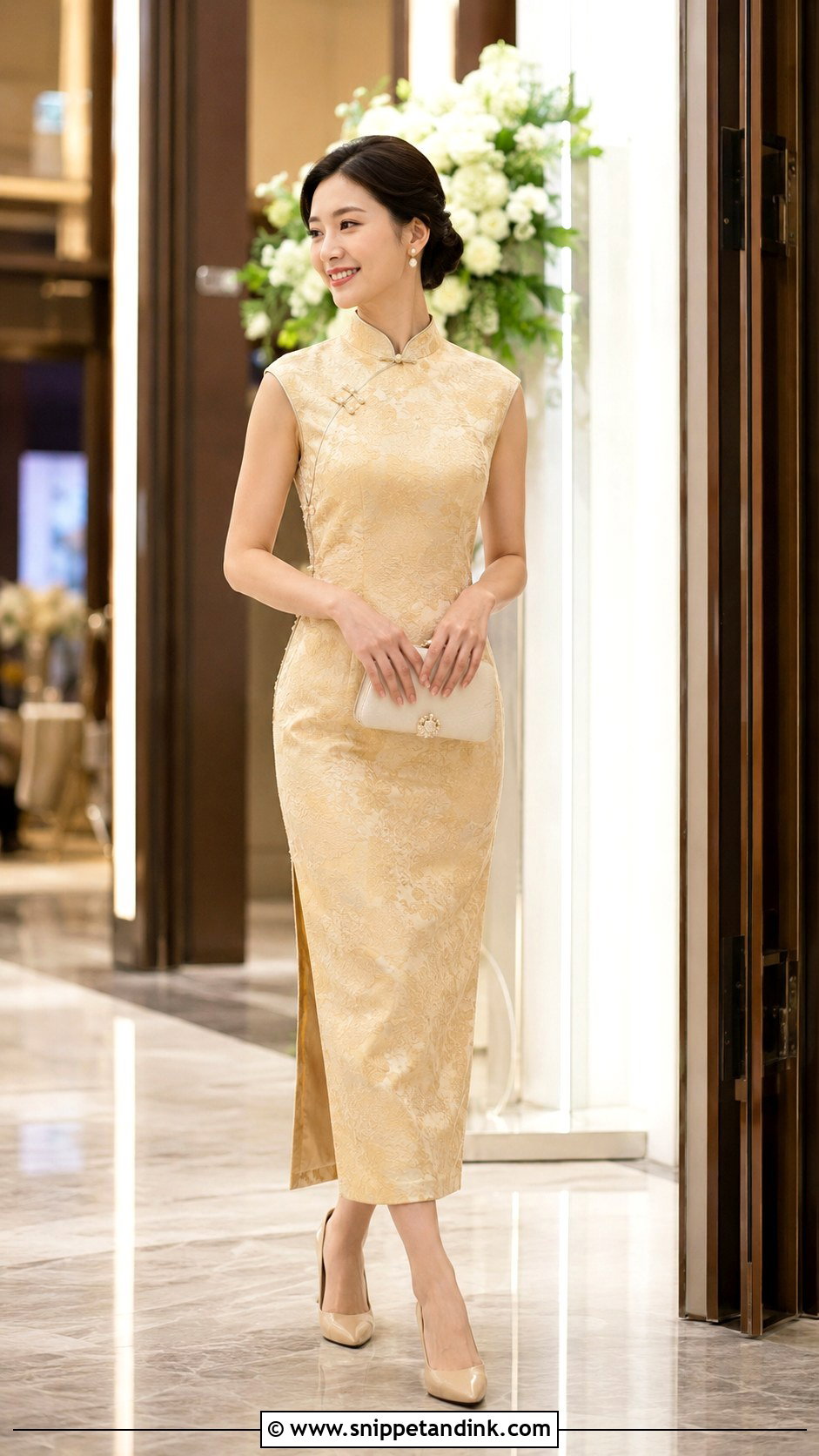 Gold Cheongsam Wedding Dress - Snippet and Ink - 25 Modern Chinese Wedding Dress Ideas