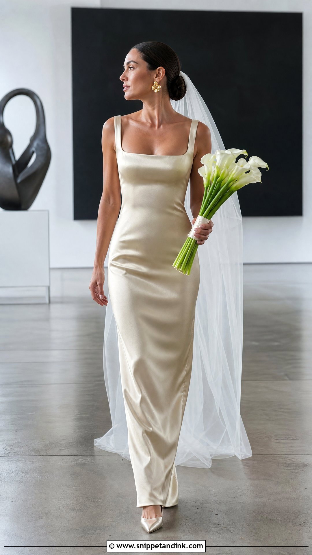 Gold Column Wedding Gown - Snippet and Ink - 25 Gold Wedding Gowns