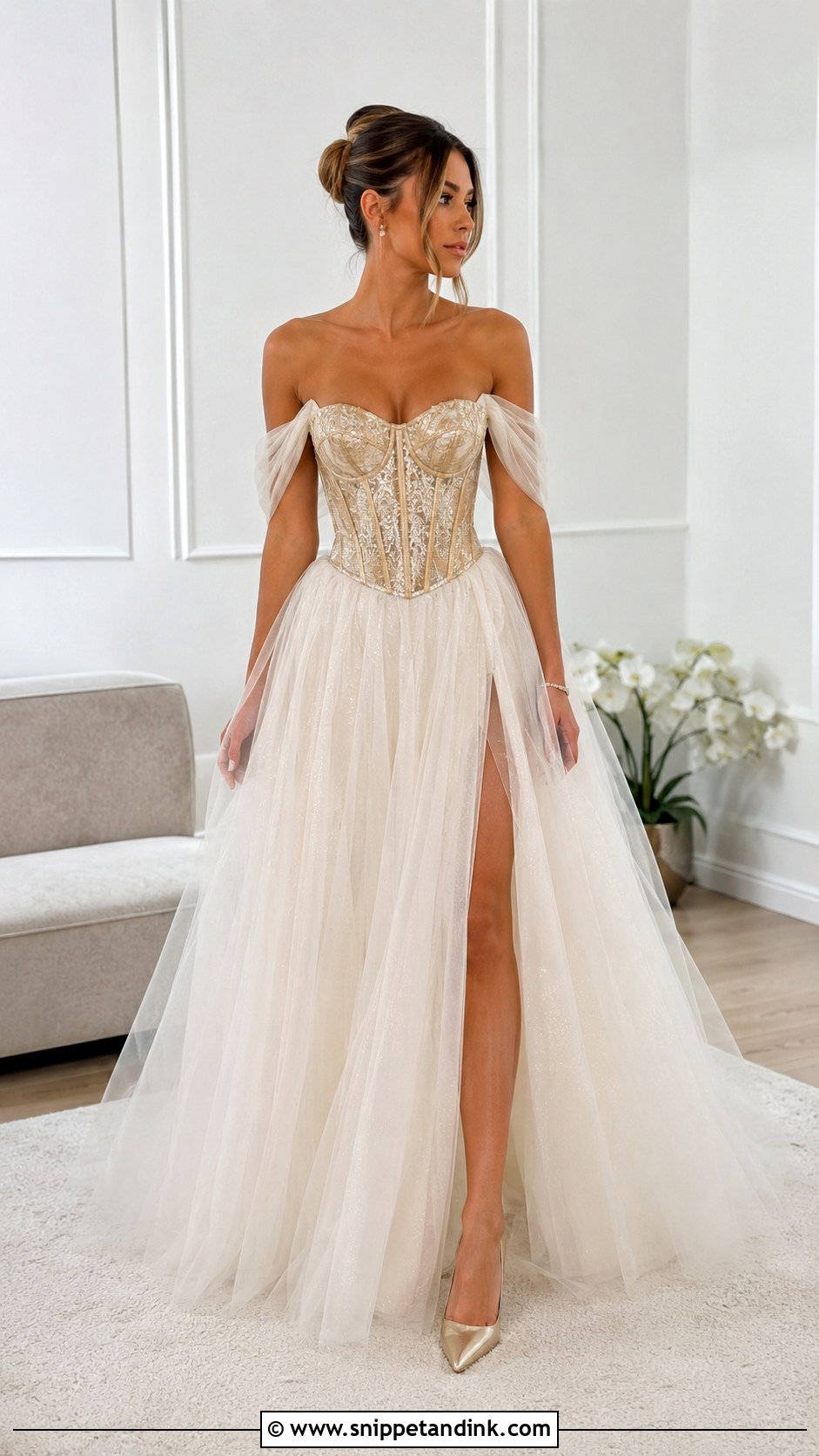 Gold Corset Wedding Dress - Snippet and Ink - 20 Gold Wedding Dresses