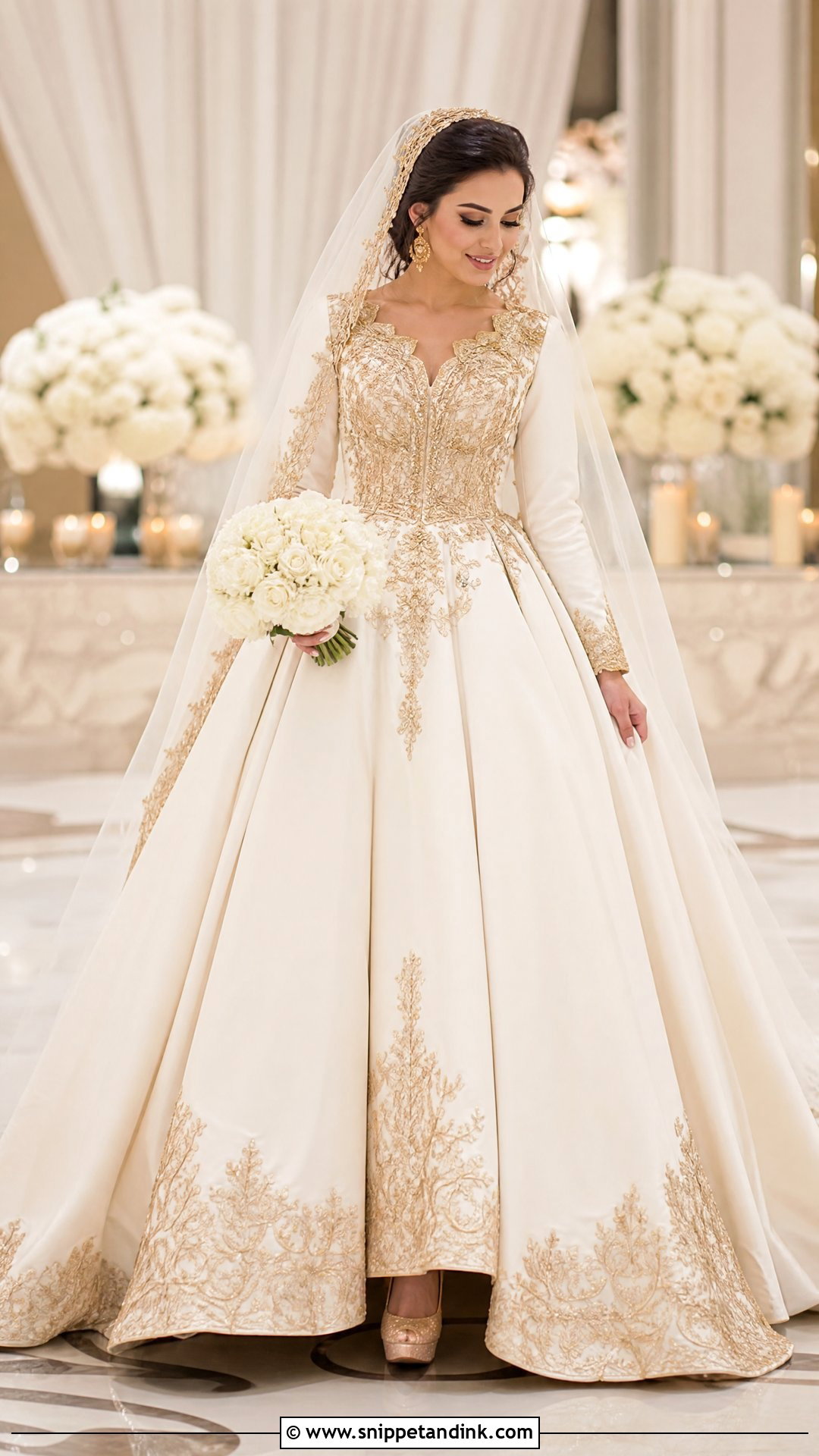 Gold Embroidered Arab Wedding Dress - Snippet and Ink - 25 Arab Wedding Dresses