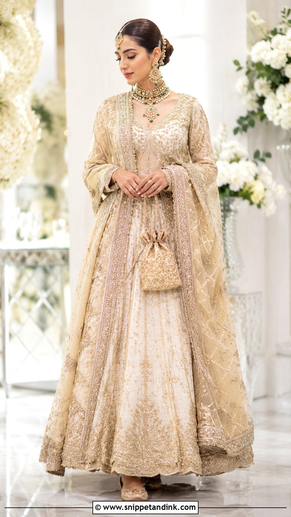 Gold Embroidered Bridal Dupatta - Snippet and Ink - 20 Bridal Duppata Design Ideas
