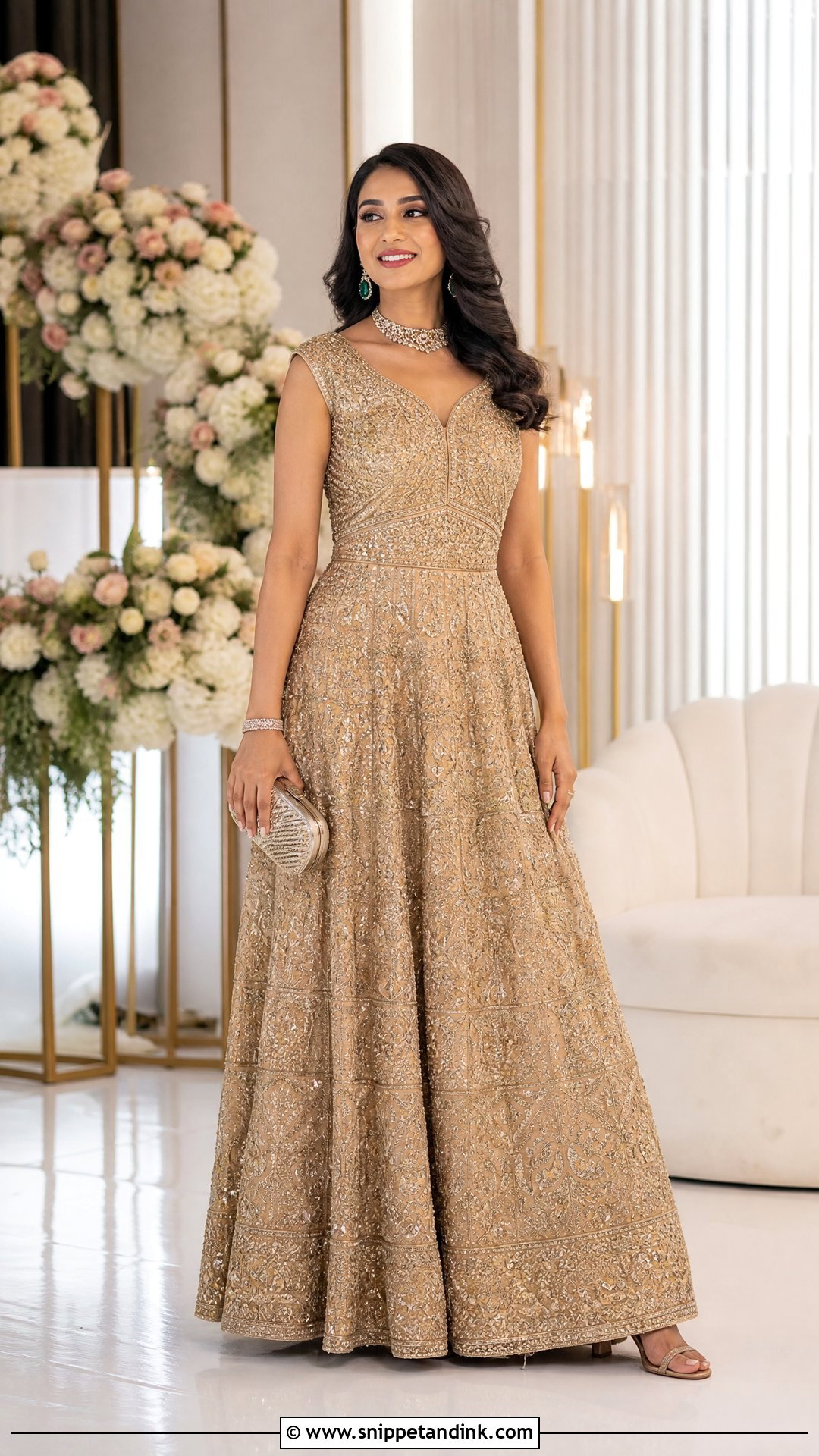 Gold Embroidered Bridal Reception Gown - Snippet and Ink - 20 Royal Indian Bride Outfit Ideas