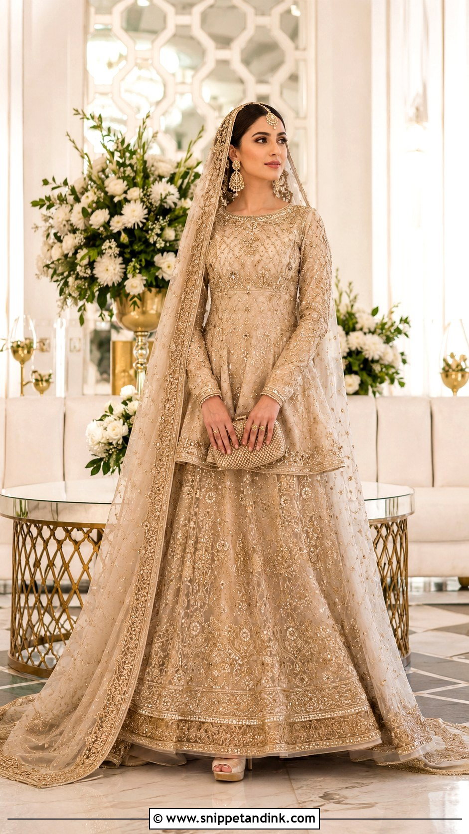 Gold Embroidered Nikah Lehenga - Snippet and Ink - 20 Dress for Nikah Ideas