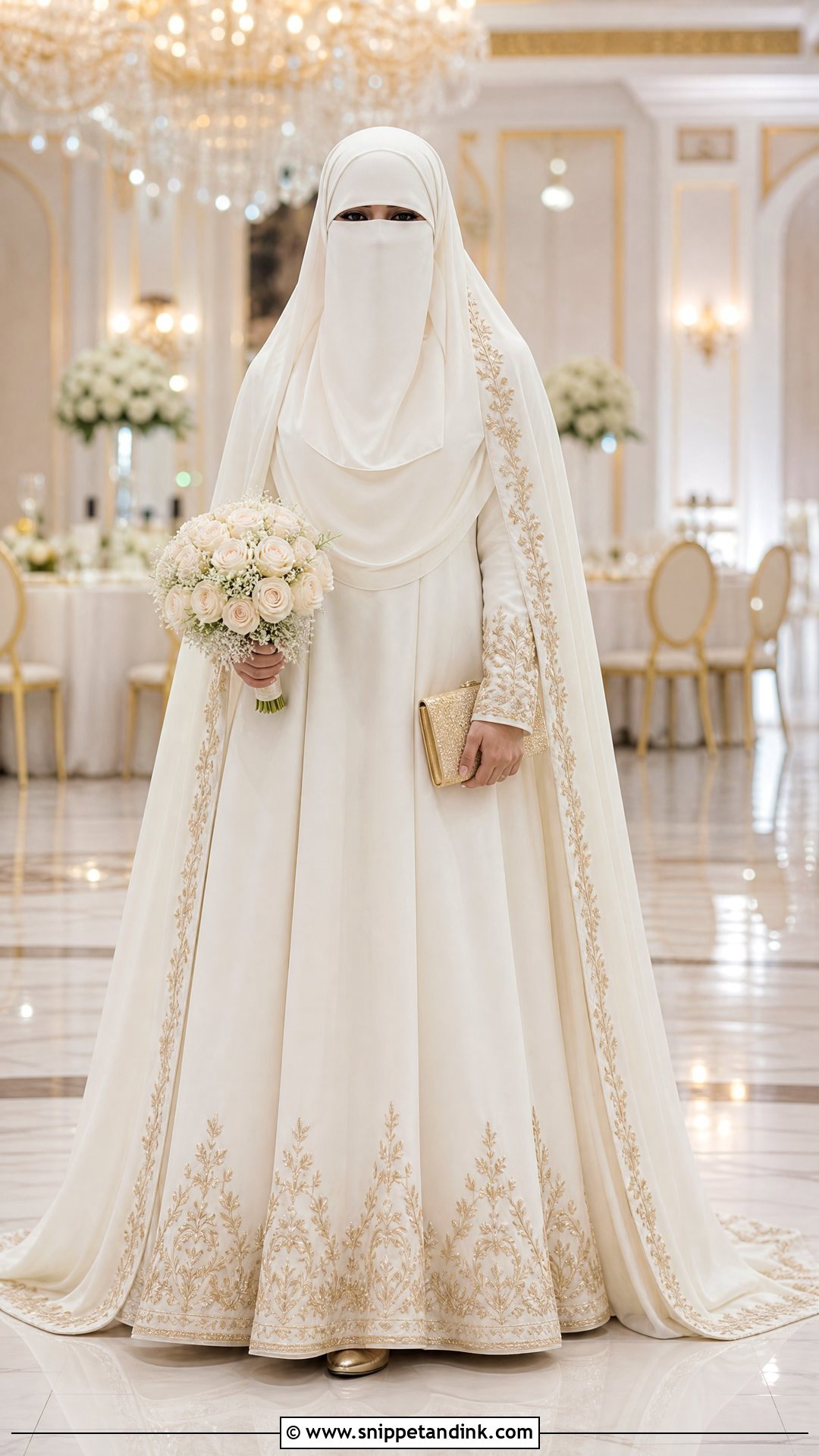 Gold Embroidered Niqab Wedding Dress - Snippet and Ink - 25 Niqab Wedding Dress Ideas