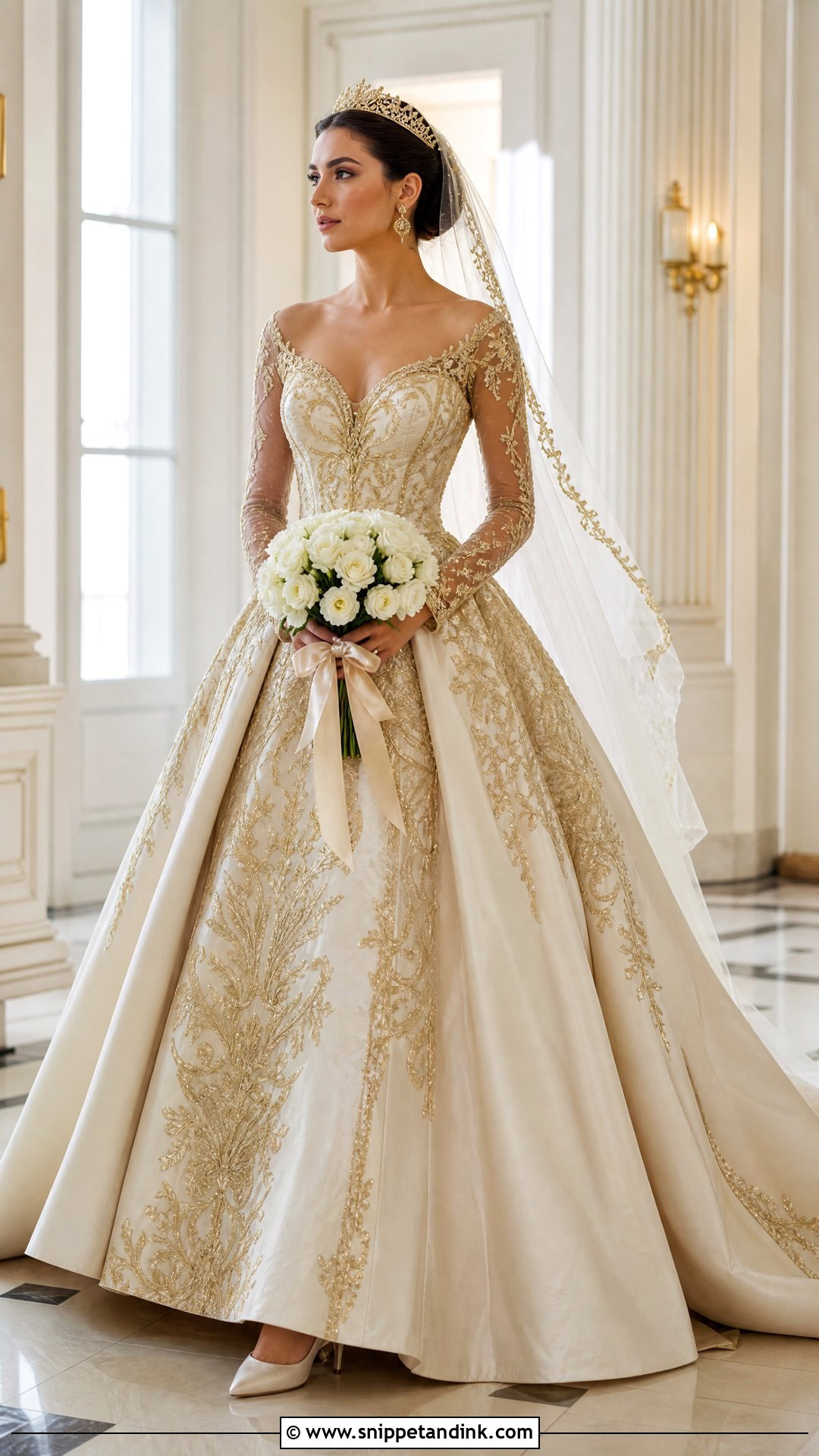 Gold Embroidered Princess Wedding Dress - Snippet and Ink - 20 Royal Princess Wedding Dresses