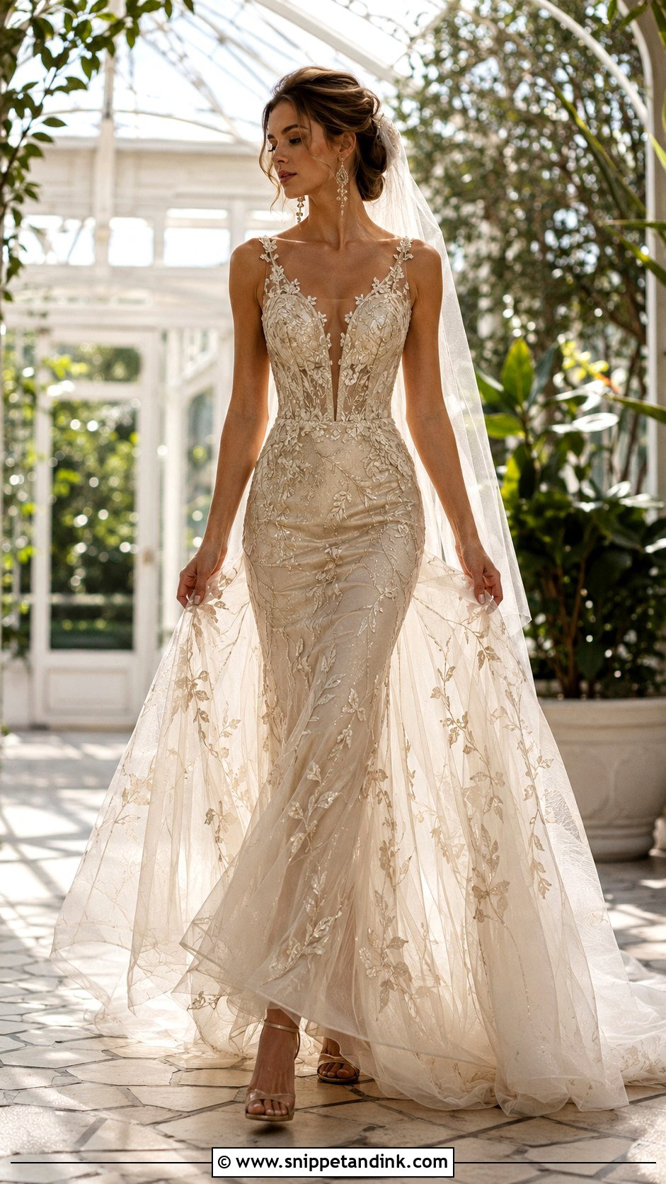 Gold Embroidered Tulle Bridal Dress - Snippet and Ink - 20 Gold Bridal Dress Ideas