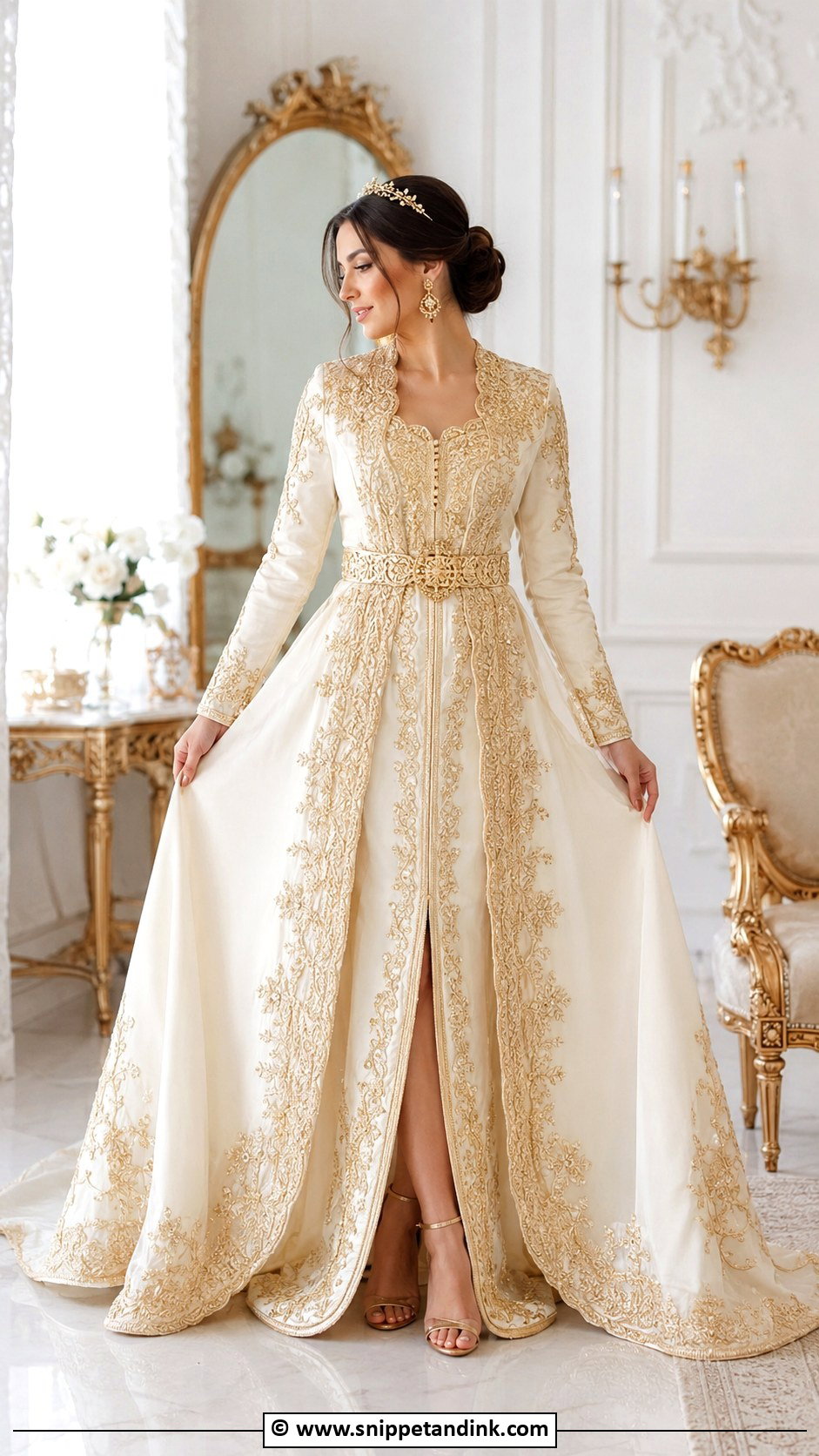 Gold Embroidered Turkish Wedding Dress - Snippet and Ink - 30 Turkish Wedding Dress Ideas