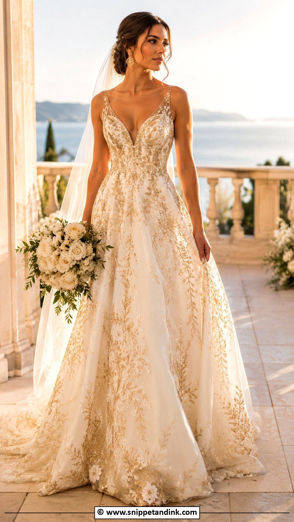 Gold Embroidered Wedding Dress - Snippet and Ink - 30 Mystical Wedding Dress Ideas