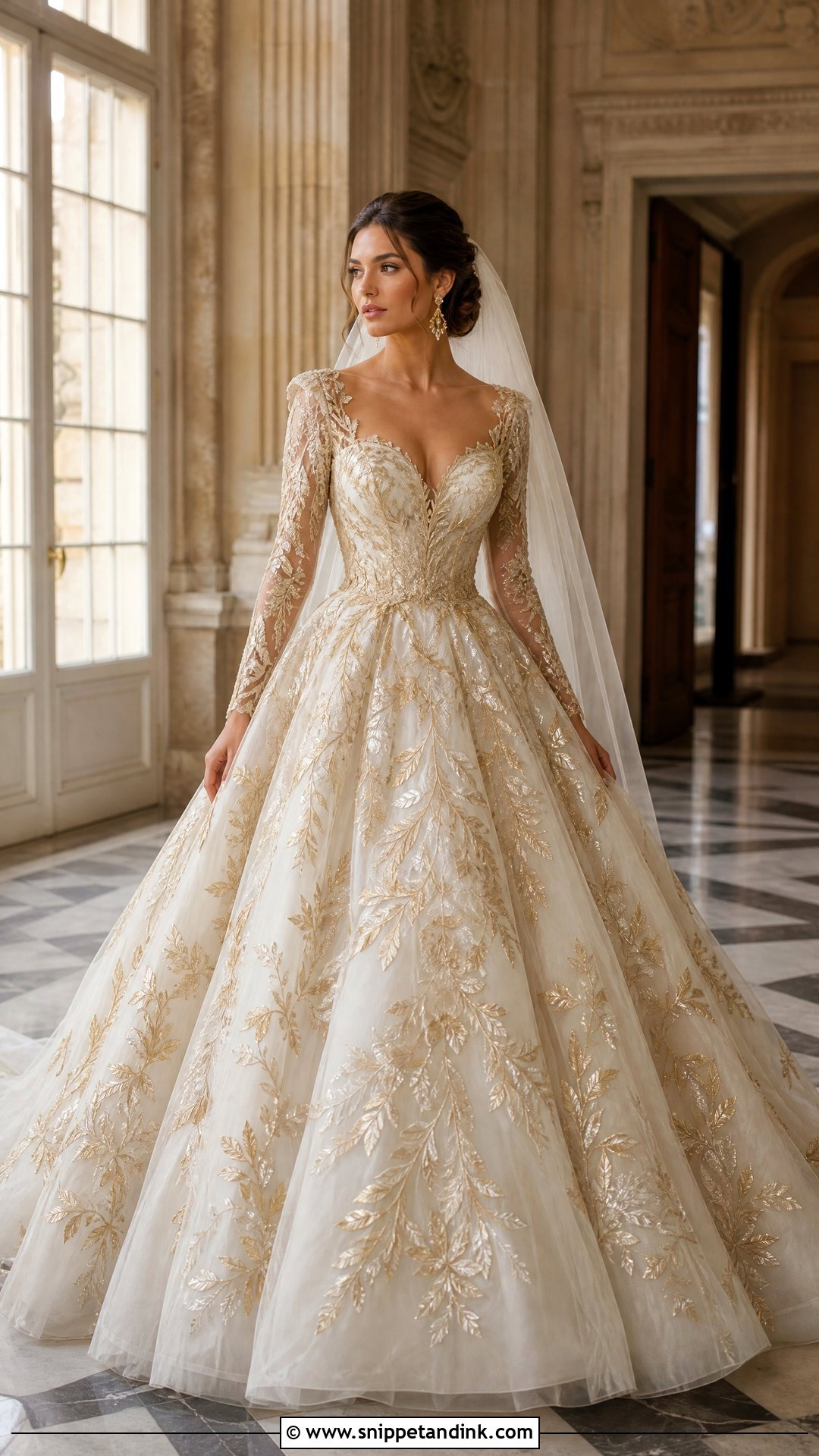 Gold Embroidered Wedding Dress - Snippet and Ink - 20 Romantic Fairytale Wedding Dresses