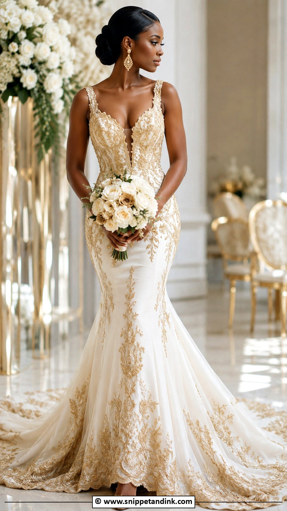 Gold Embroidered Wedding Dress - Snippet and Ink - 30 Wedding Dresses Black Women