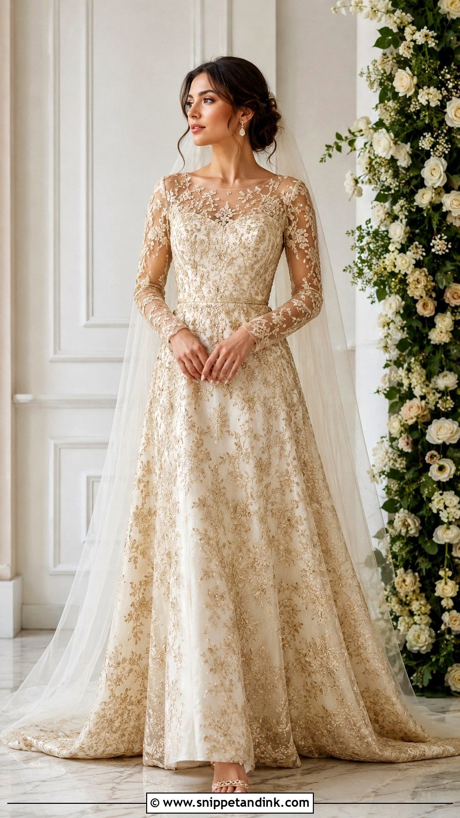 Gold Embroidered Wedding Dress - Snippet and Ink - 25 Golden Wedding Dress Ideas