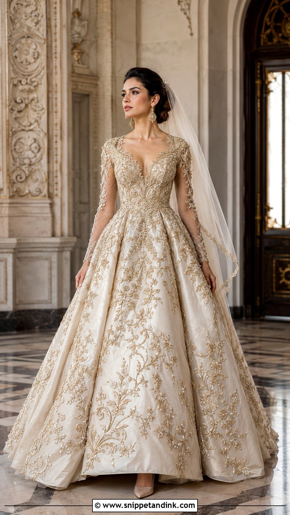 Gold Embroidered Wedding Dress - Snippet and Ink - 20 Extravagant Wedding Dress Ideas
