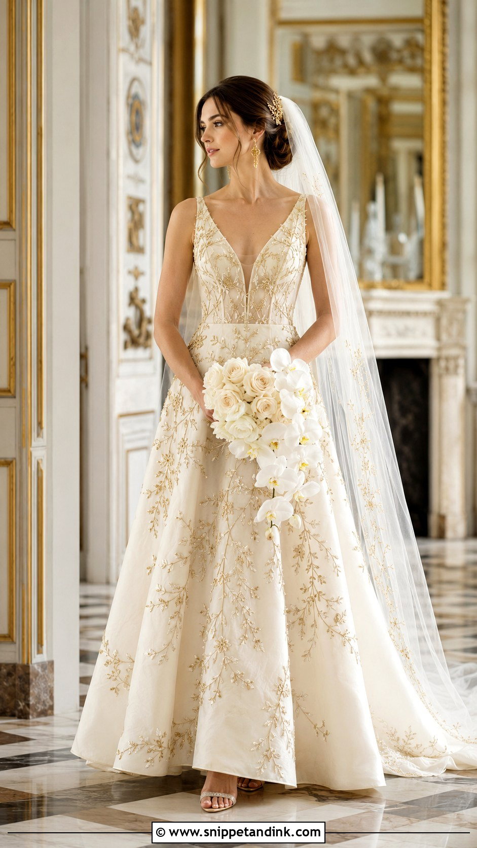 Gold Embroidered Wedding Dress - Snippet and Ink - 20 Fairytale Wedding Dress Enchanted Ideas