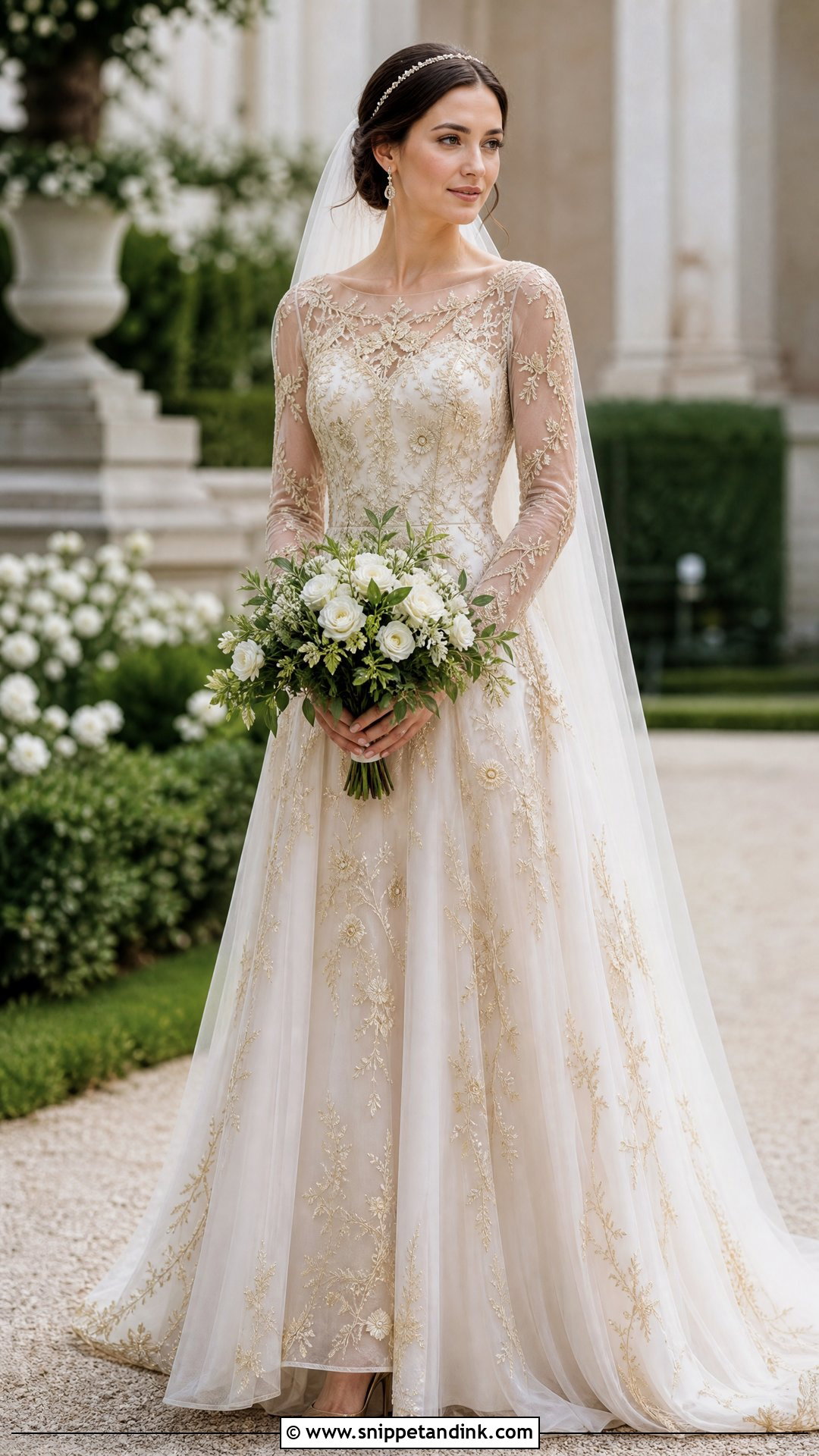 Gold Embroidered Wedding Gown - Snippet and Ink - 20 Whimsical Wedding Gown Ideas