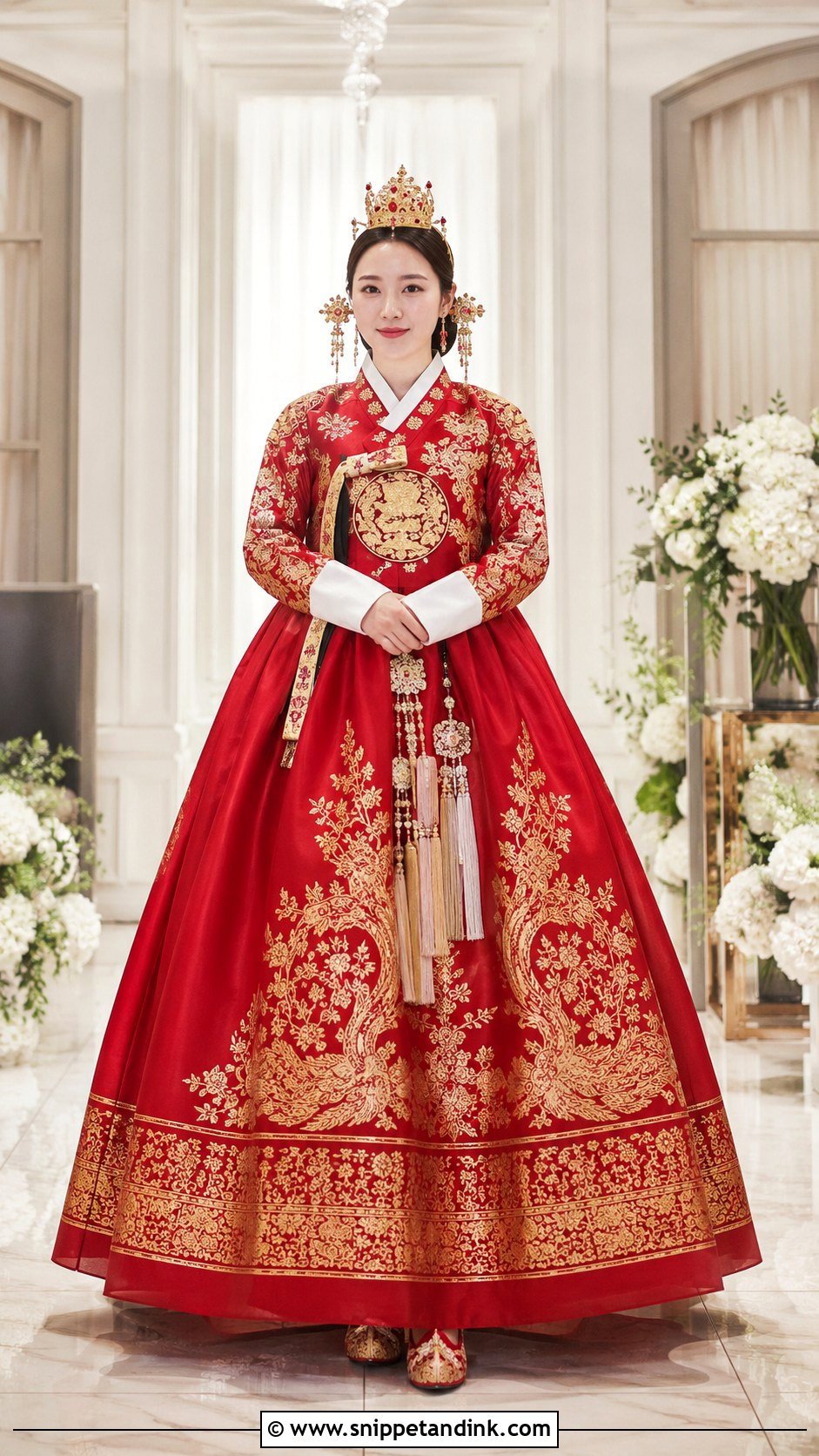Gold Embroidered Wedding Hanbok - Snippet and Ink - 25 Traditional Korean Wedding Dress Ideas