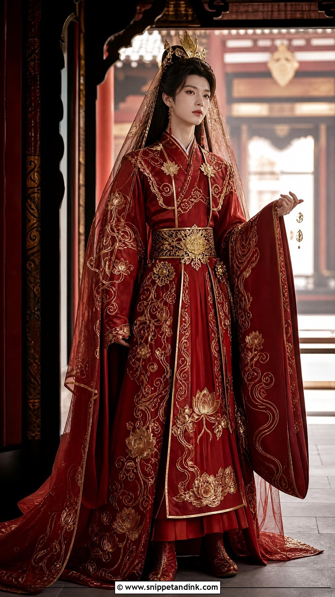 Gold Embroidered Xie Lian Wedding Dress - Snippet and Ink - 20 Xie Lian Wedding Dress Ideas
