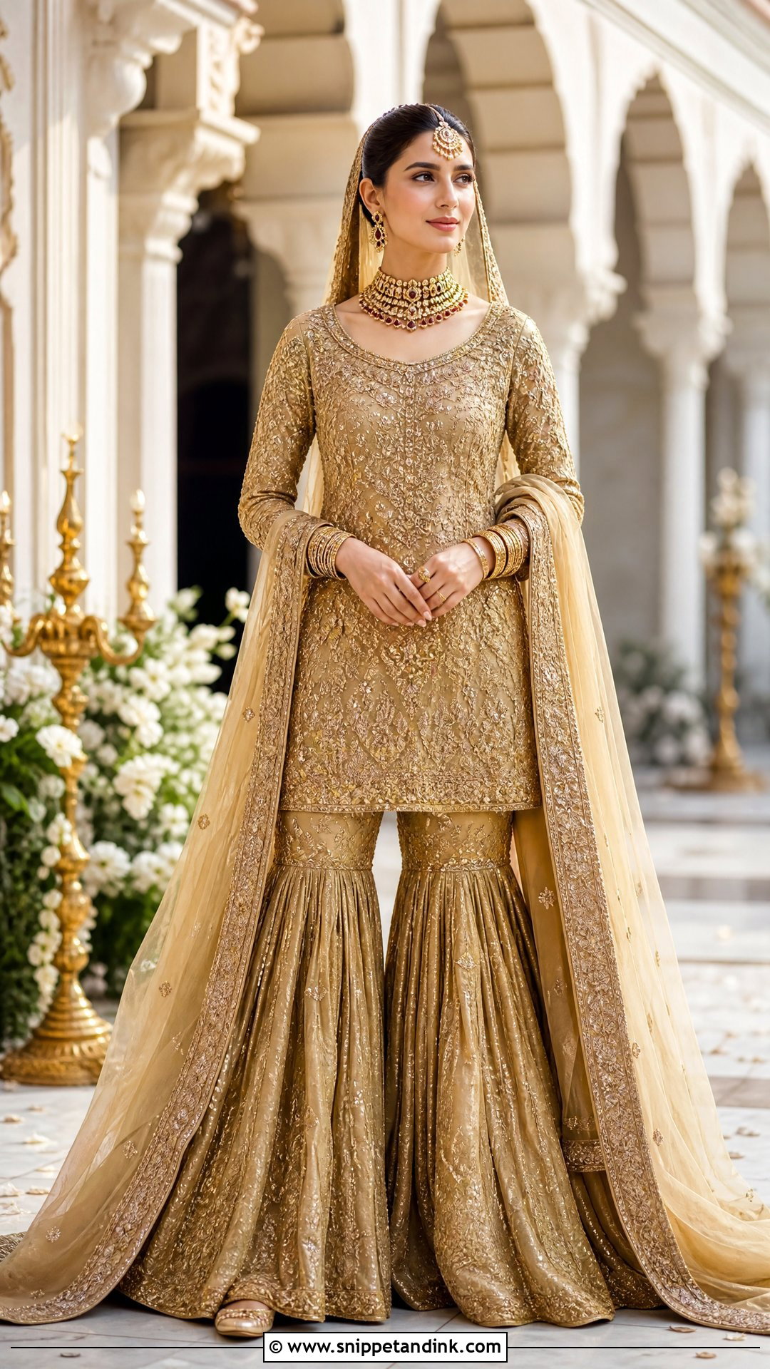 Gold Farshi Gharara Bridal Dress - Snippet and Ink - 20 Pakistani Bride Dresses